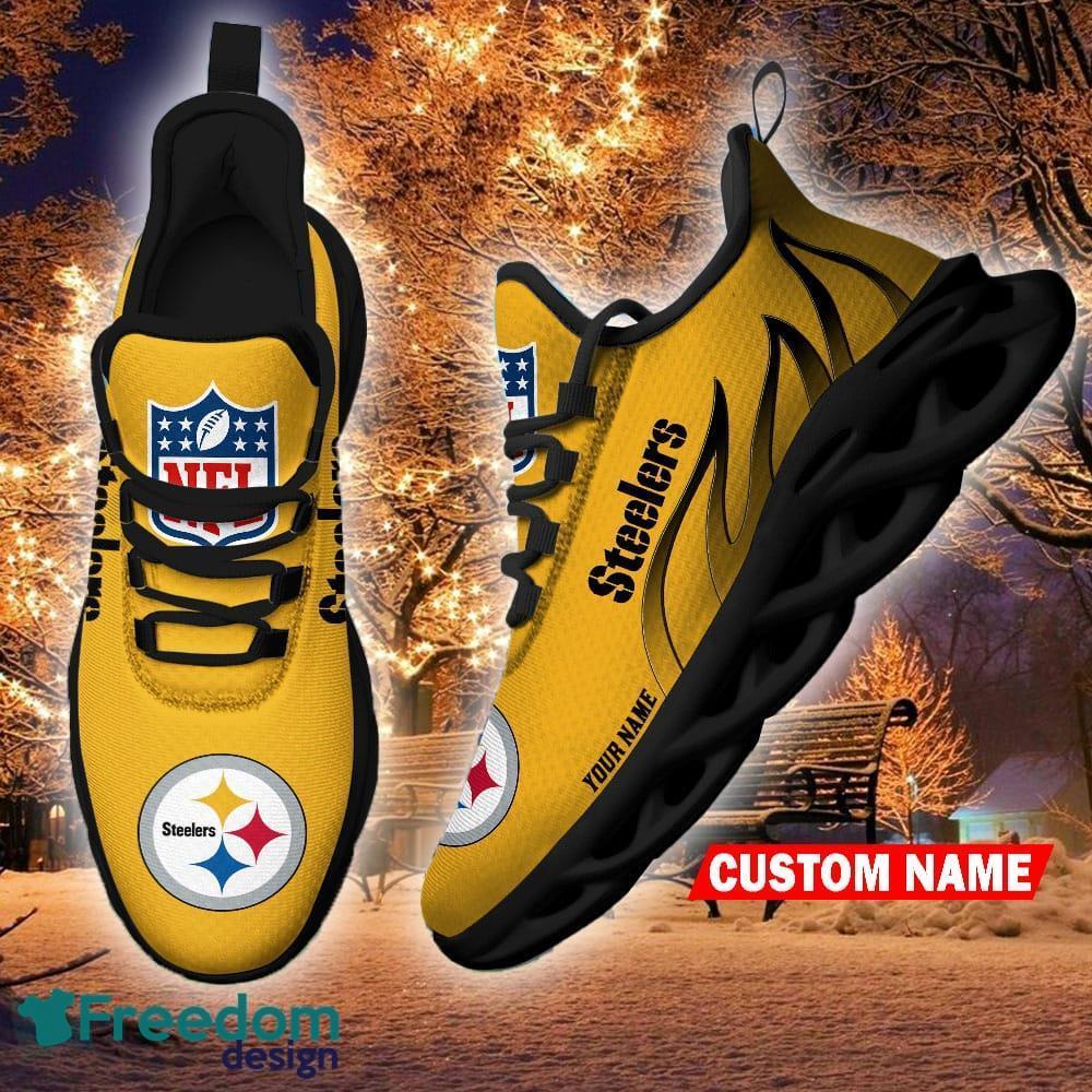 Personalized Name NFL Pittsburgh Steelers Flame Logo Max Soul Shoes Gift  Fans - Freedomdesign