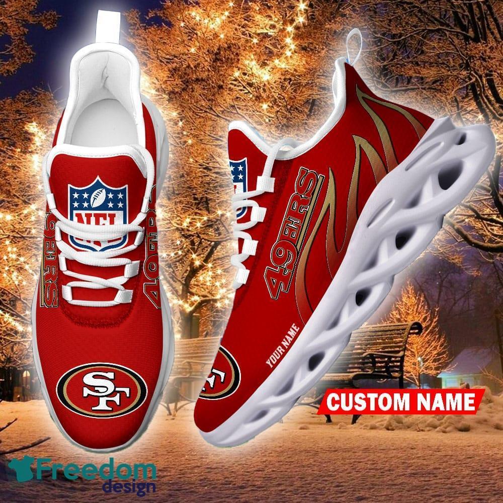 San Francisco 49ers NFL Light Abstract Pattern Custom Name Max Soul Shoes  For Men And Women - Freedomdesign