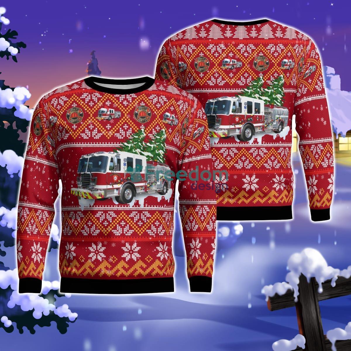 Peterborough, New Hampshire, Peterborough Fire Department Christmas AOP Ugly Sweater Product Photo 1