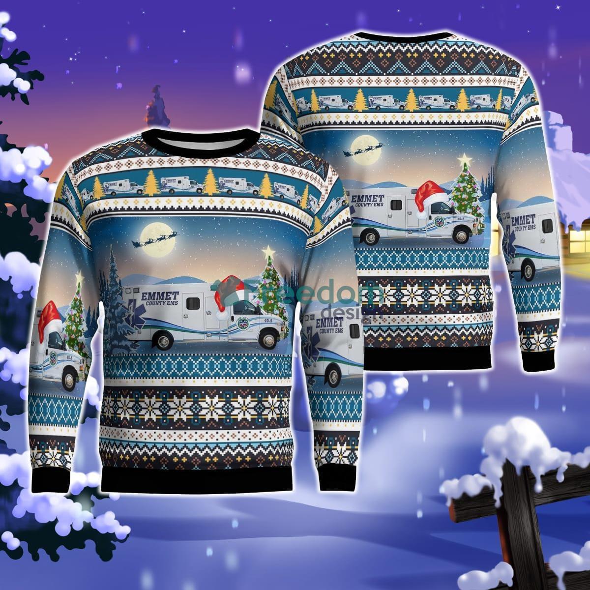 Petoskey, Michigan, Emmet County EMS Christmas AOP Ugly Sweater Product Photo 1