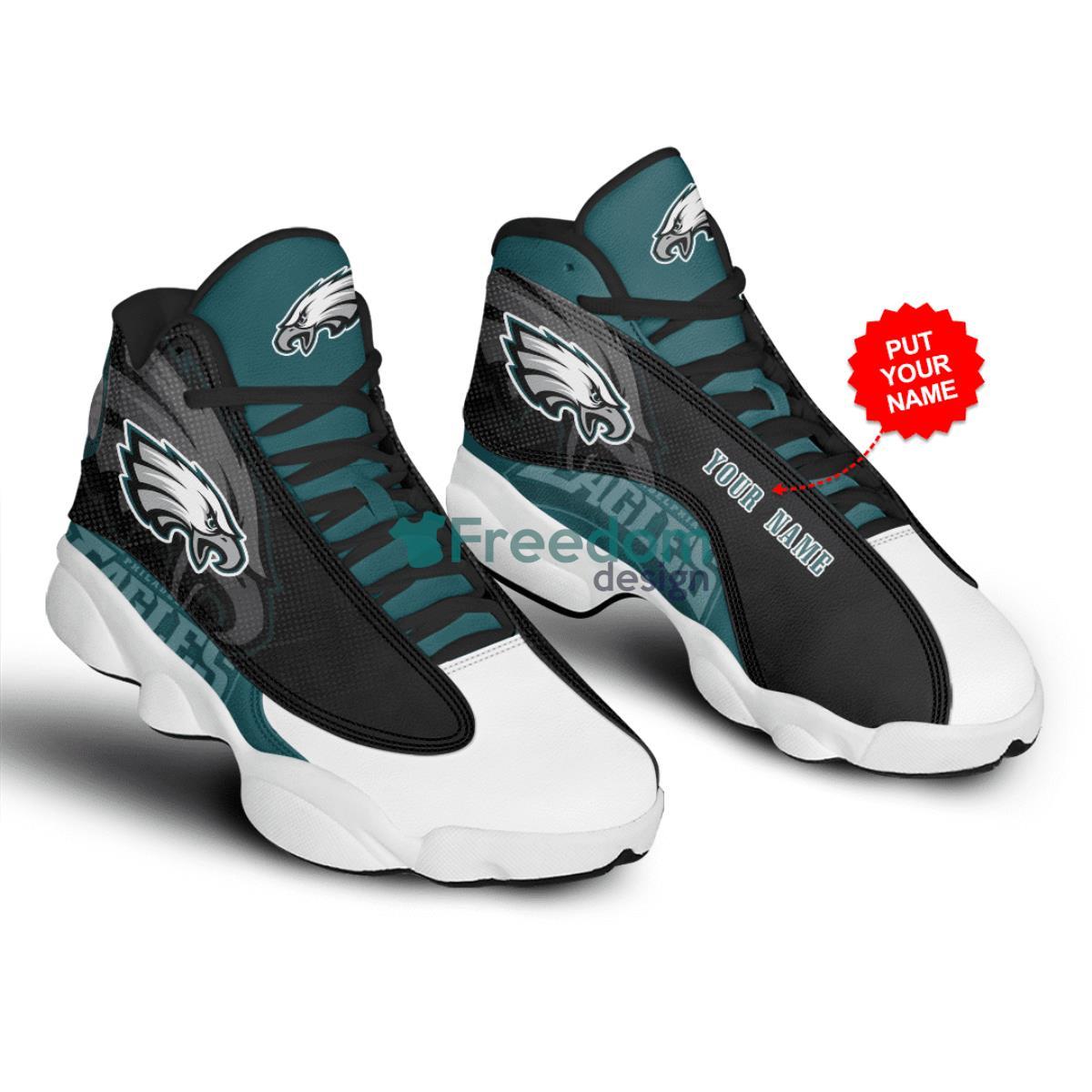 Philadelphia Eagles Football Team Custom Name Air Jordan 13 Shoes For Fans Product Photo 1