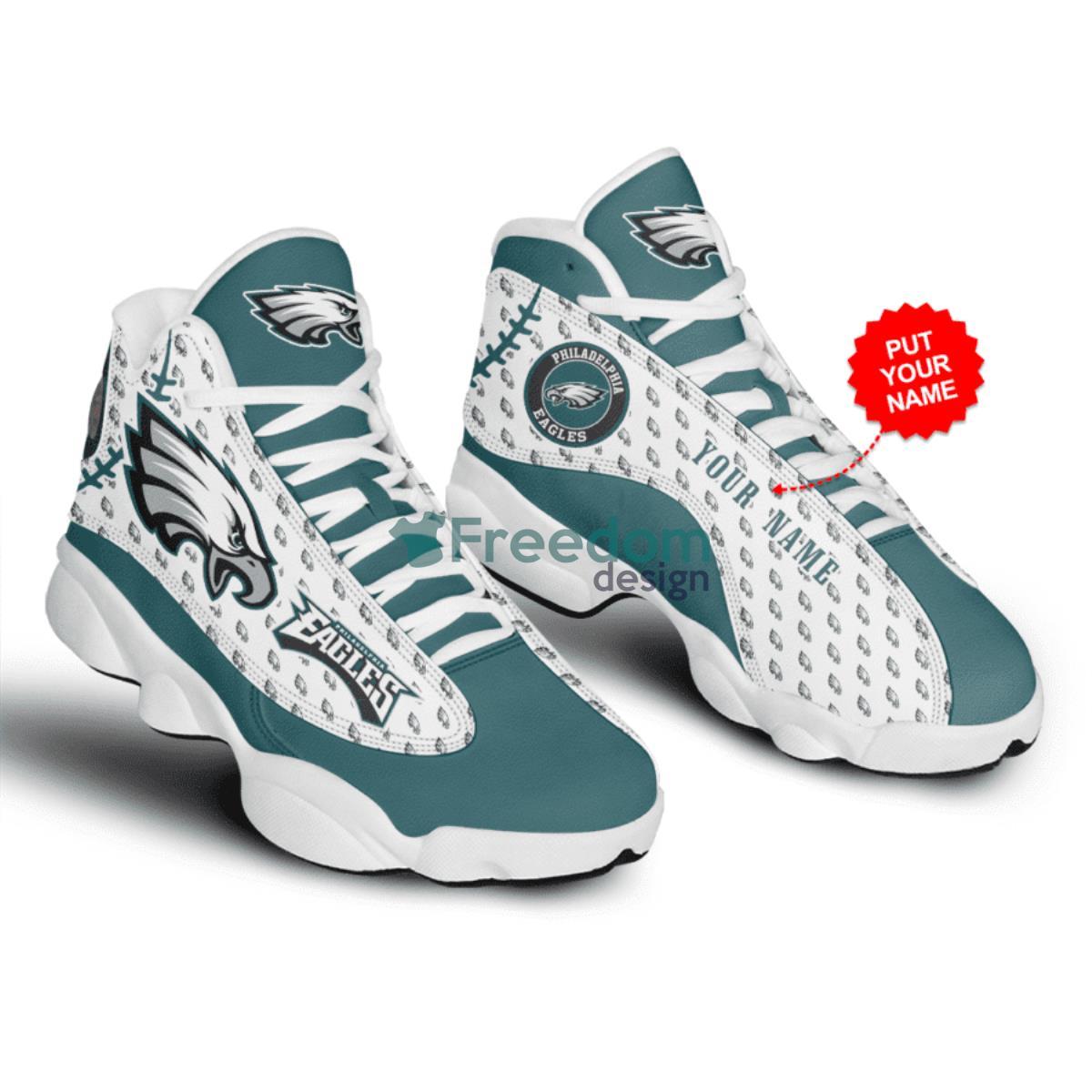 Philadelphia Eagles Football Team Custom Name Air Jordan 13 Shoes Product Photo 1