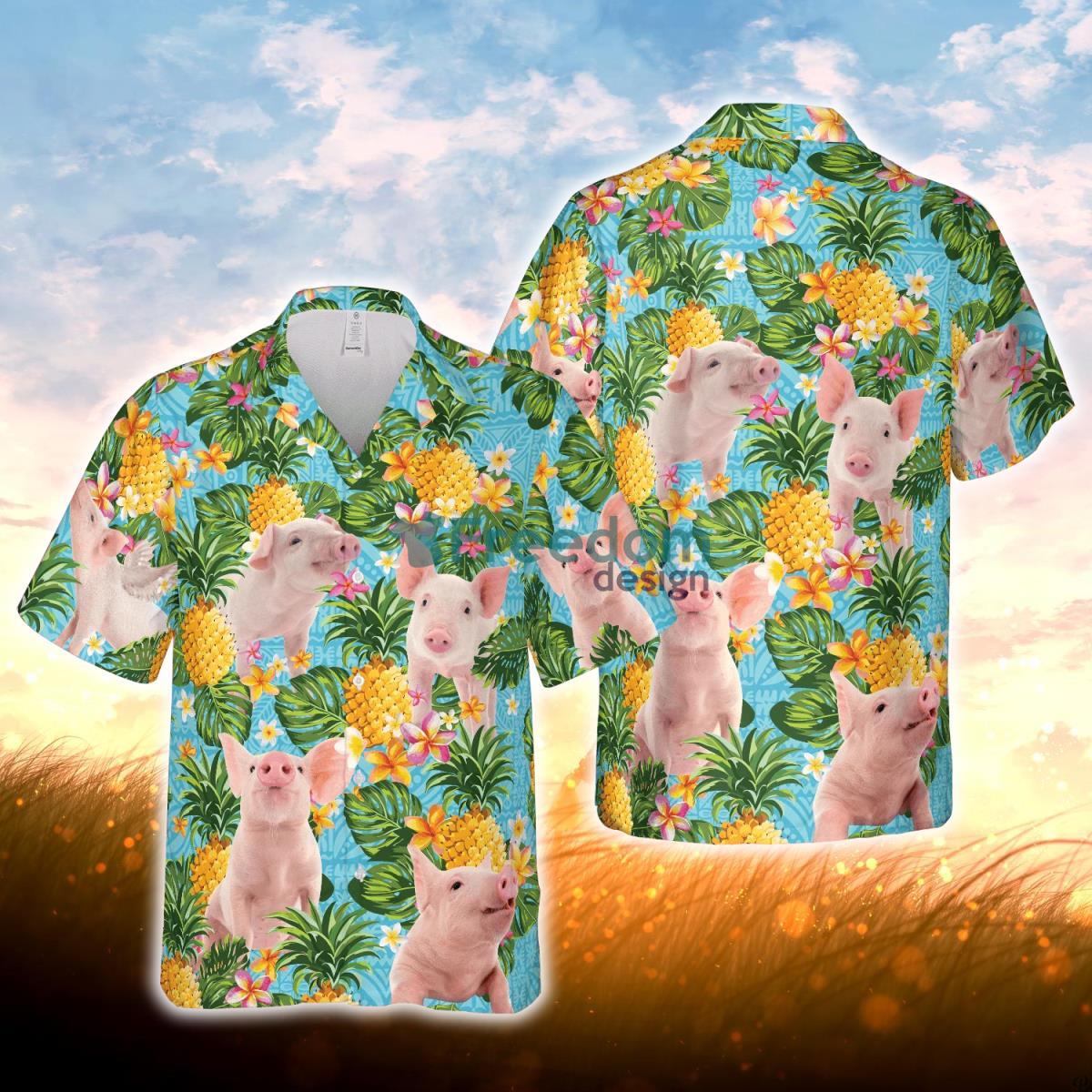 Pineapple Hawaiian Theme For Pig Lovers All 3D Printed Hawaiian Shirt For Men Women Product Photo 1