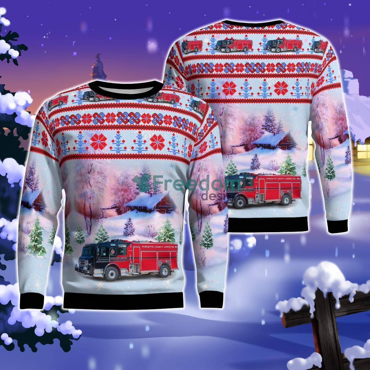 Pinedale, Wyoming, Sublette County Unified Fire Christmas AOP Ugly Sweater Product Photo 1