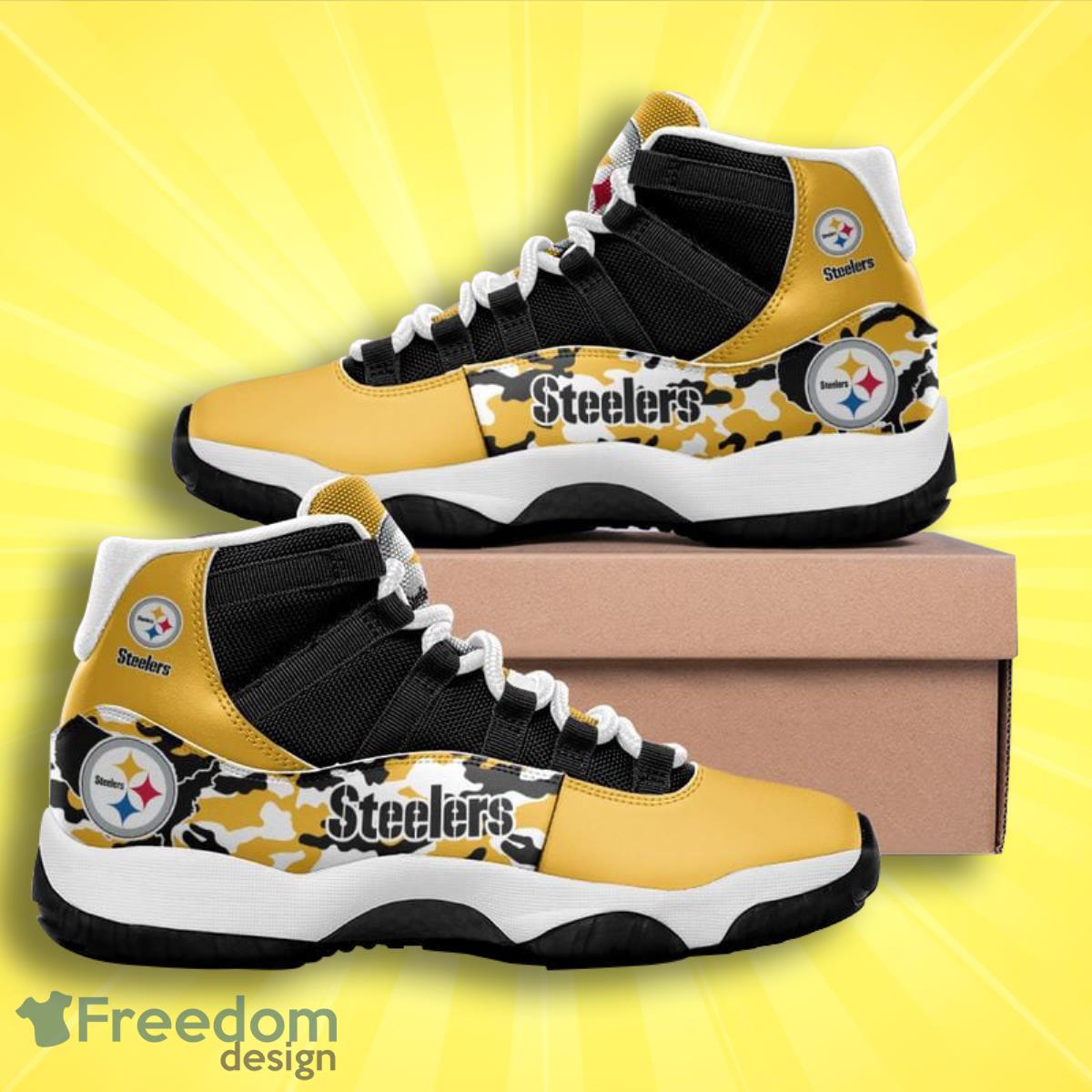 Pittsburgh Steelers Camo Pattern Air Jordan 13 Shoes For Fans