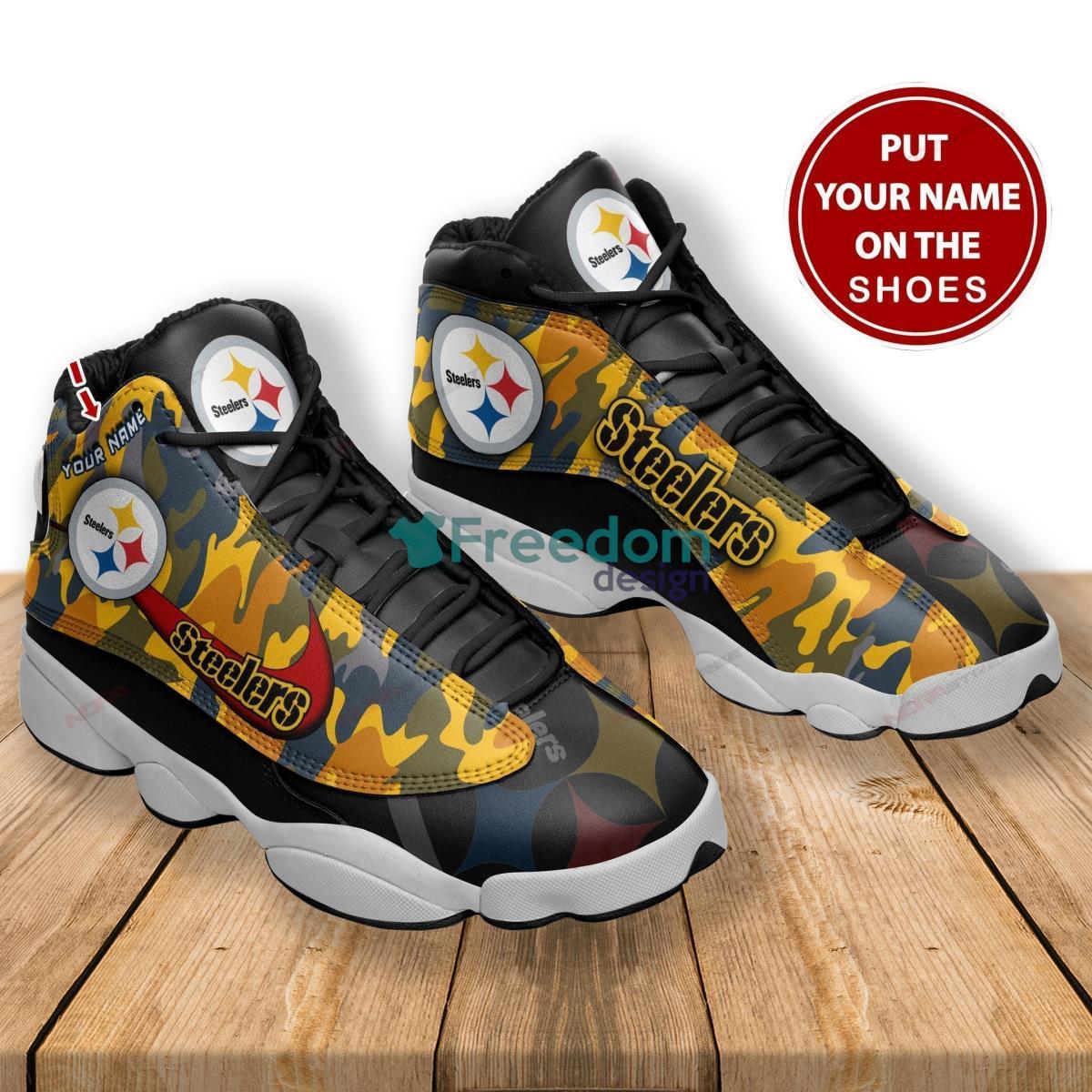 Pittsburgh Steelers Football Team Custom Name Air Jordan 13 Best Shoes For Fans Product Photo 2