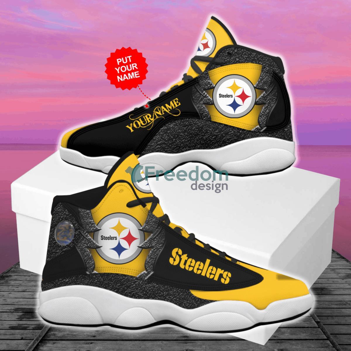 Pittsburgh Steelers Football Team Custom Name Air Jordan 13 Shoes Product Photo 2