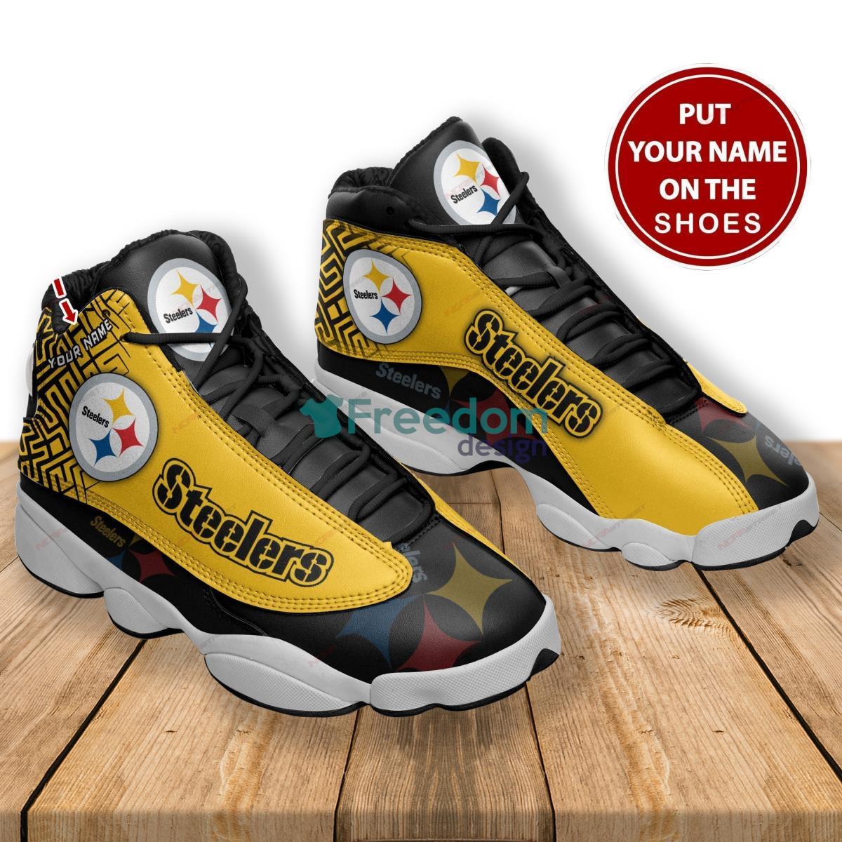 Pittsburgh Steelers Football Team Custom Name Air Jordan 13 Shoes Gift For Fans Product Photo 2