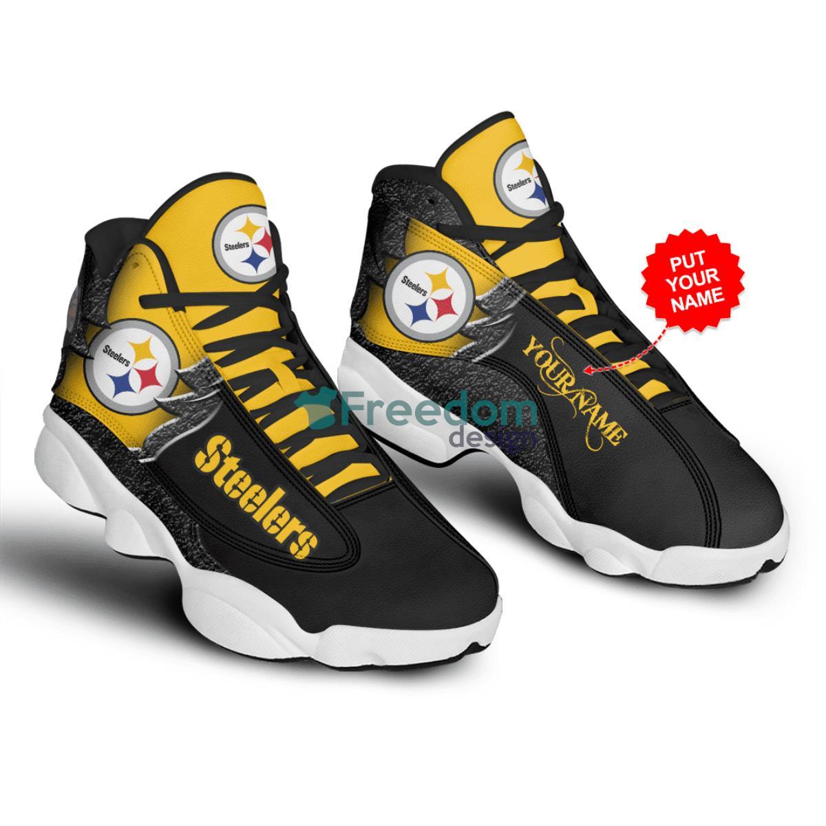 Pittsburgh Steelers Football Team Custom Name Air Jordan 13 Shoes Product Photo 1