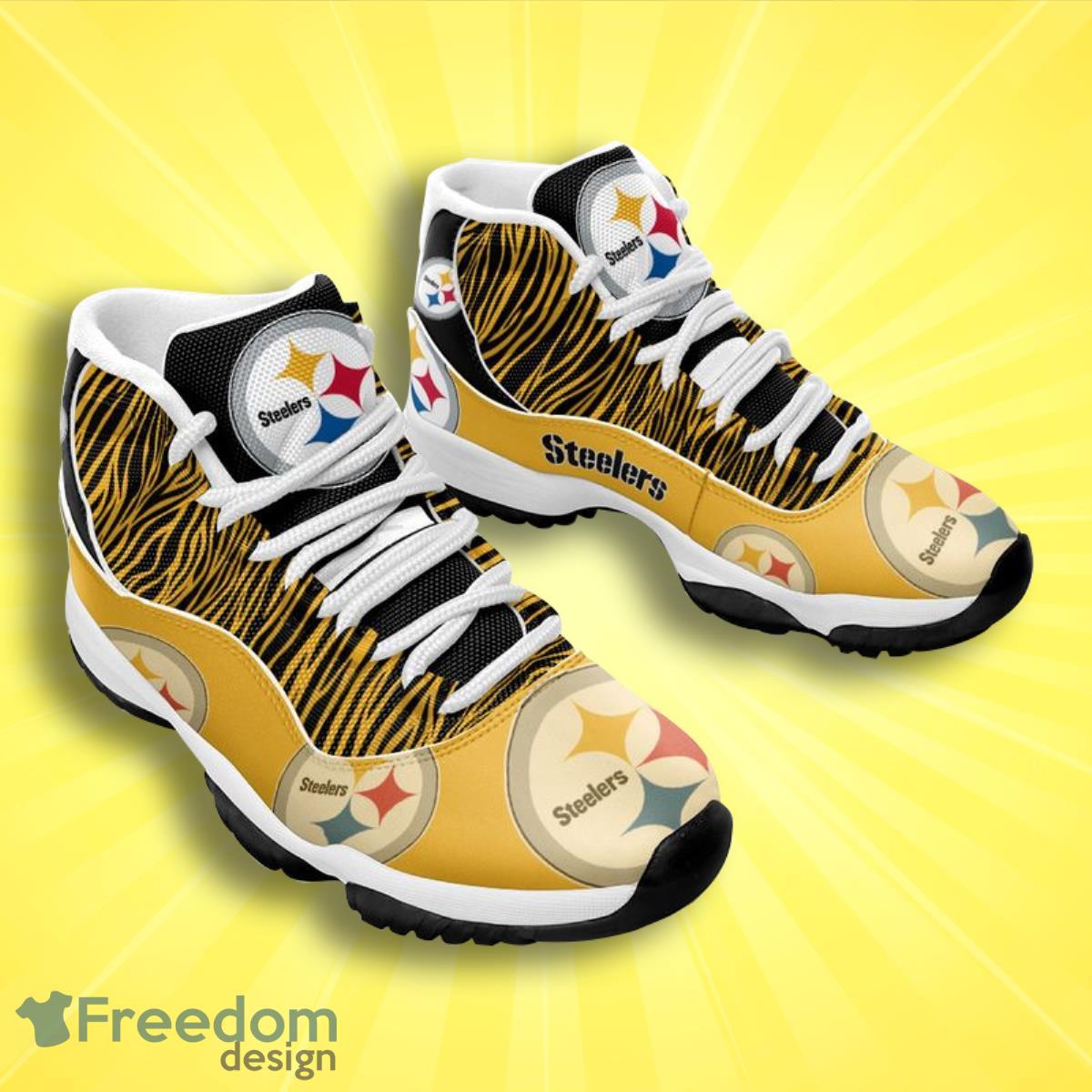 Pittsburgh Steelers Football Team Zebra Pattern Air Jordan 11 Best Sneakers For Men Women Fans Product Photo 2