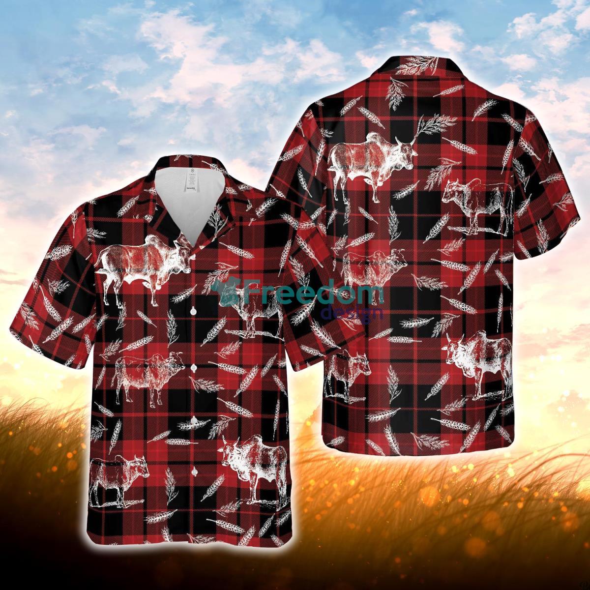 Plaid Pattern Brahman All Over Printed 3D Hawaiian Shirt For Men Women Product Photo 1