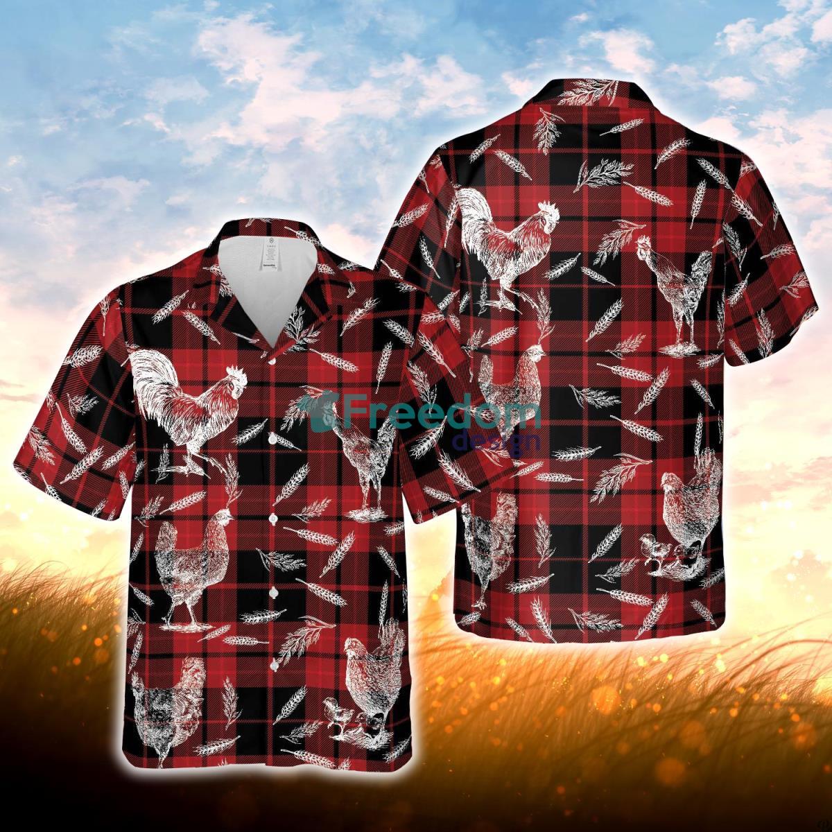 Plaid Pattern Chicken All Over Printed 3D Hawaiian Shirt For Men Women Product Photo 1