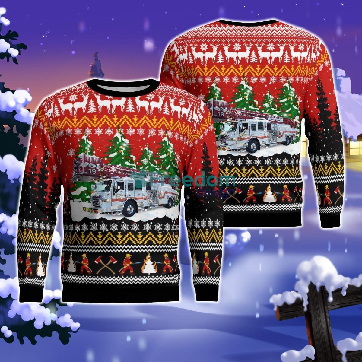 Plainfield Fire Protection District, Plainfield, Illinois Christmas AOP Ugly Sweater Product Photo 1