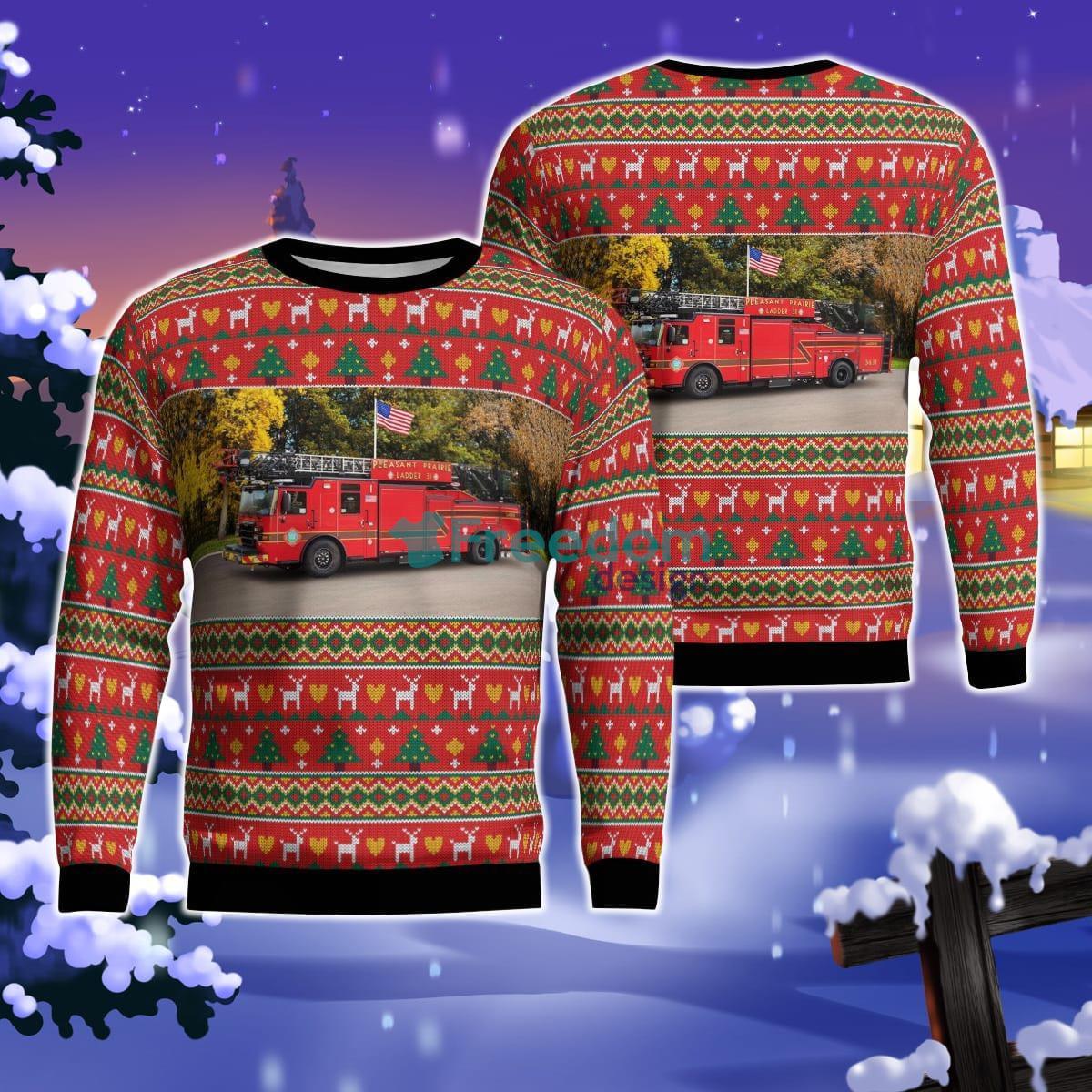 Pleasant Prairie, Wisconsin, Pleasant Prairie Fire & Rescue Christmas AOP Ugly Sweater Product Photo 1