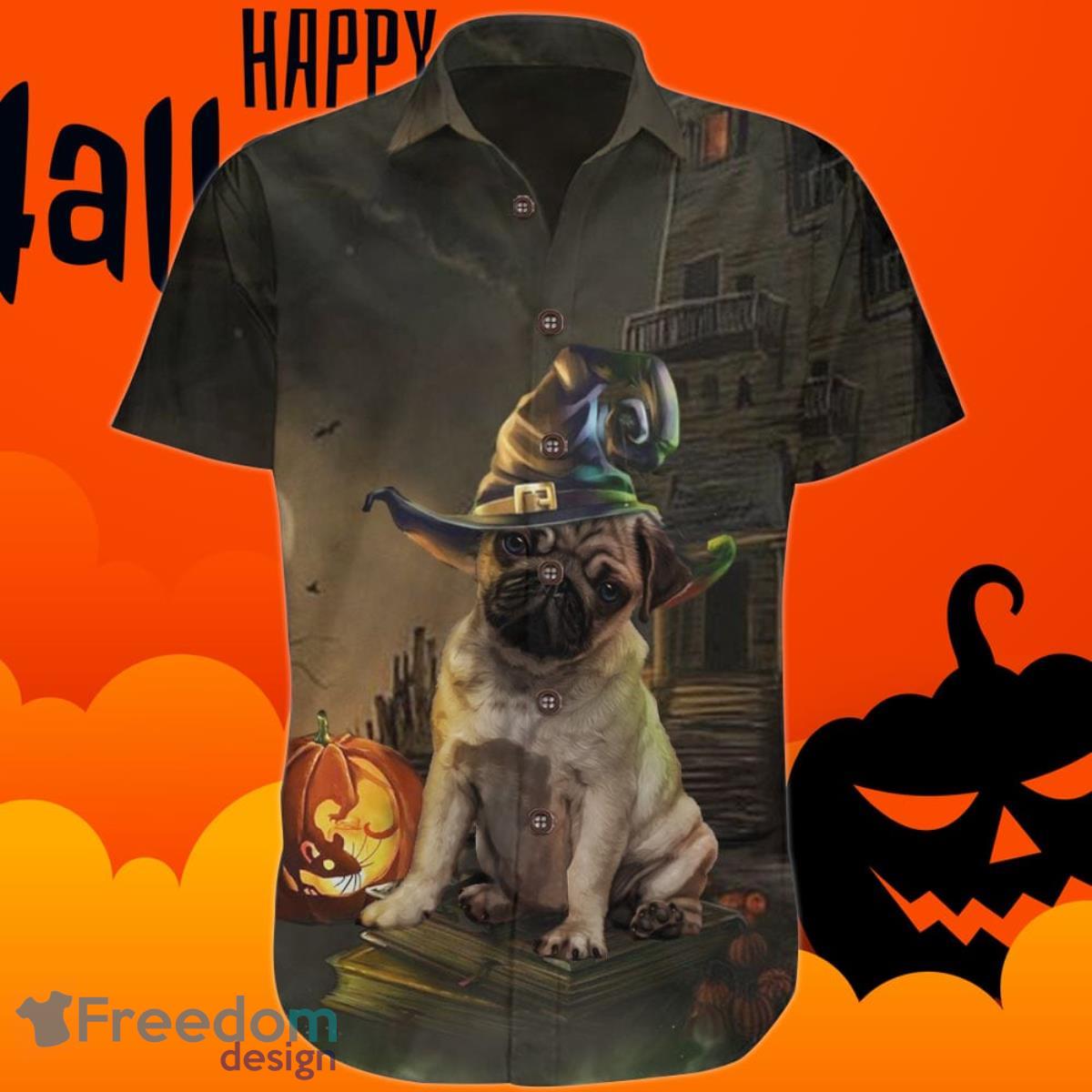 Pug Halloween Hawaiian Shirt Pumpkin Cute Pug Aloha Shirt Cute Product Photo 1