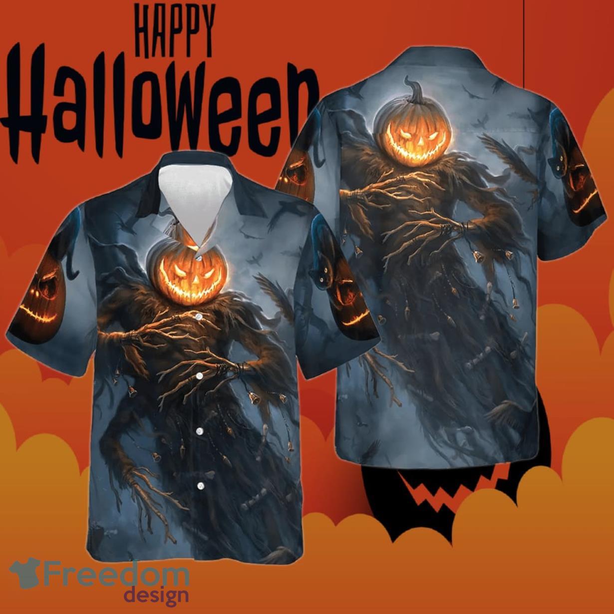 Pumpkin Cat Monster Halloween Hawaiian Shirt Honor Gifts For Him Product Photo 1