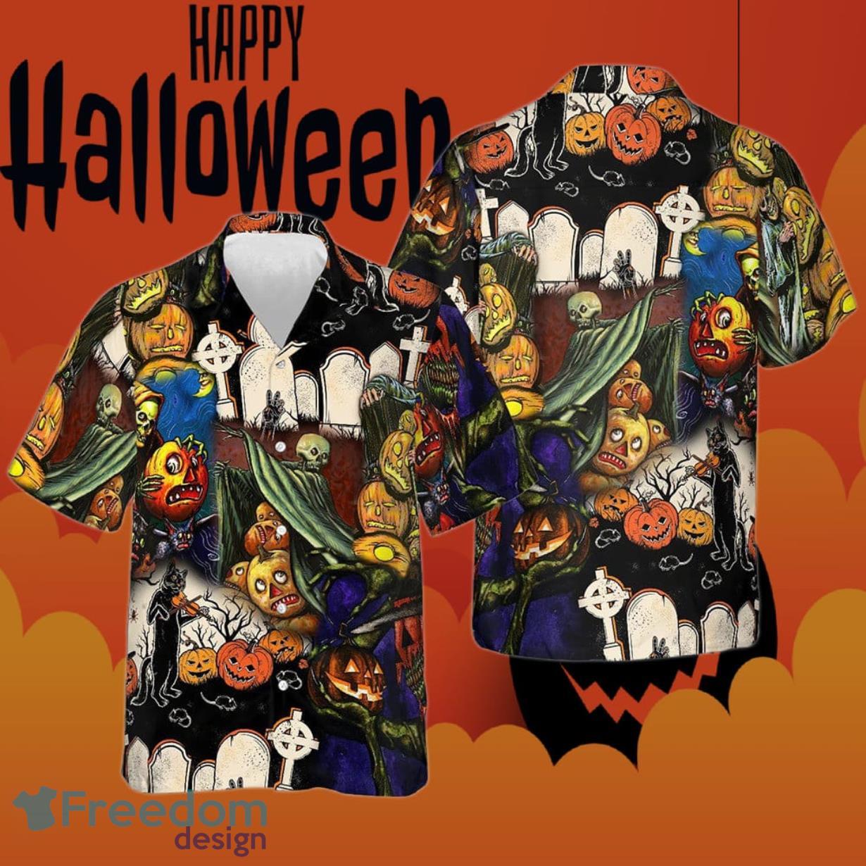 Pumpkin Night Is Coming Hawaiian Shirt Halloween Button Up Gifts For Boyfriend Product Photo 1