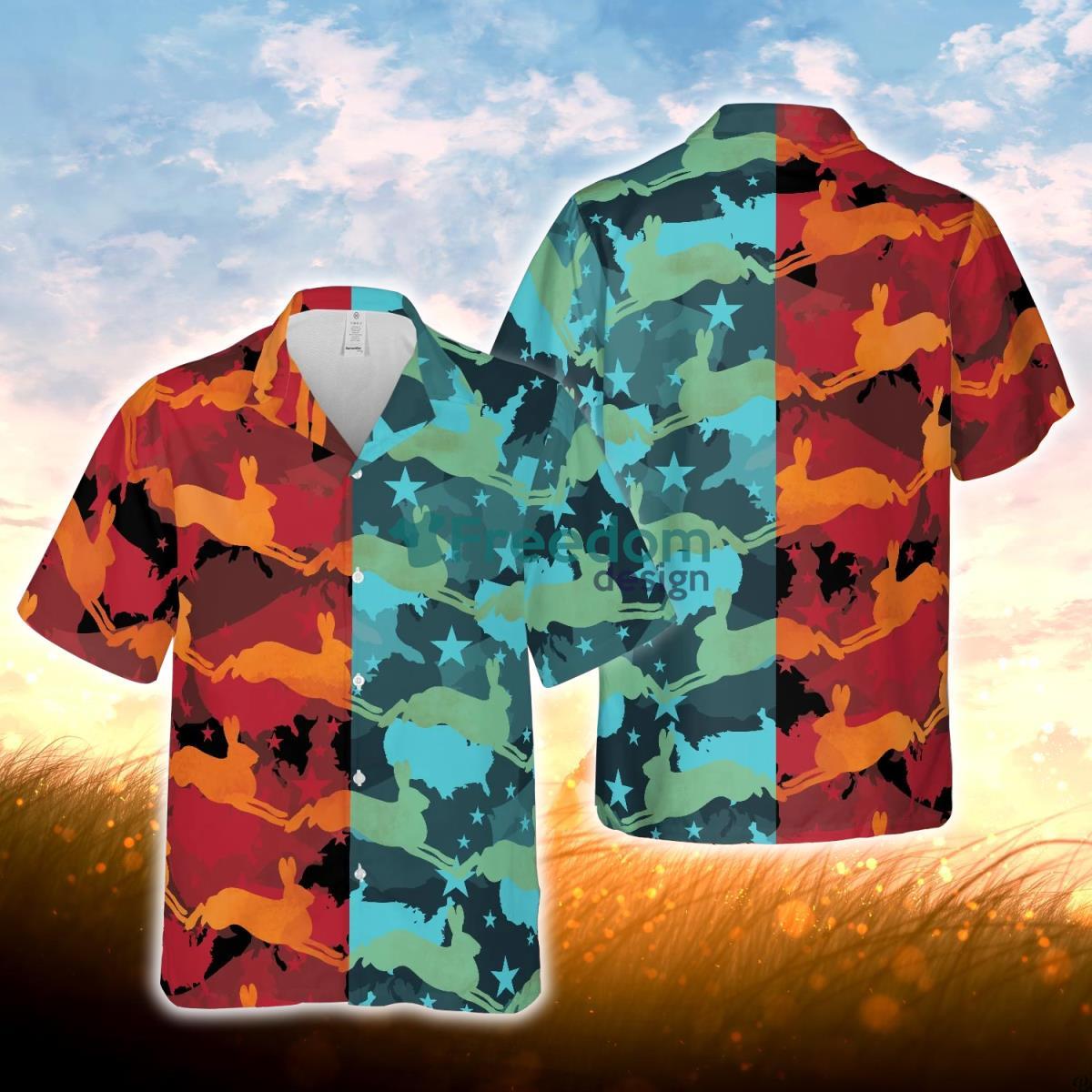 Rabbit Camo Hot And Cold All Over Printed 3D Hawaiian Shirt For Men Women Product Photo 1