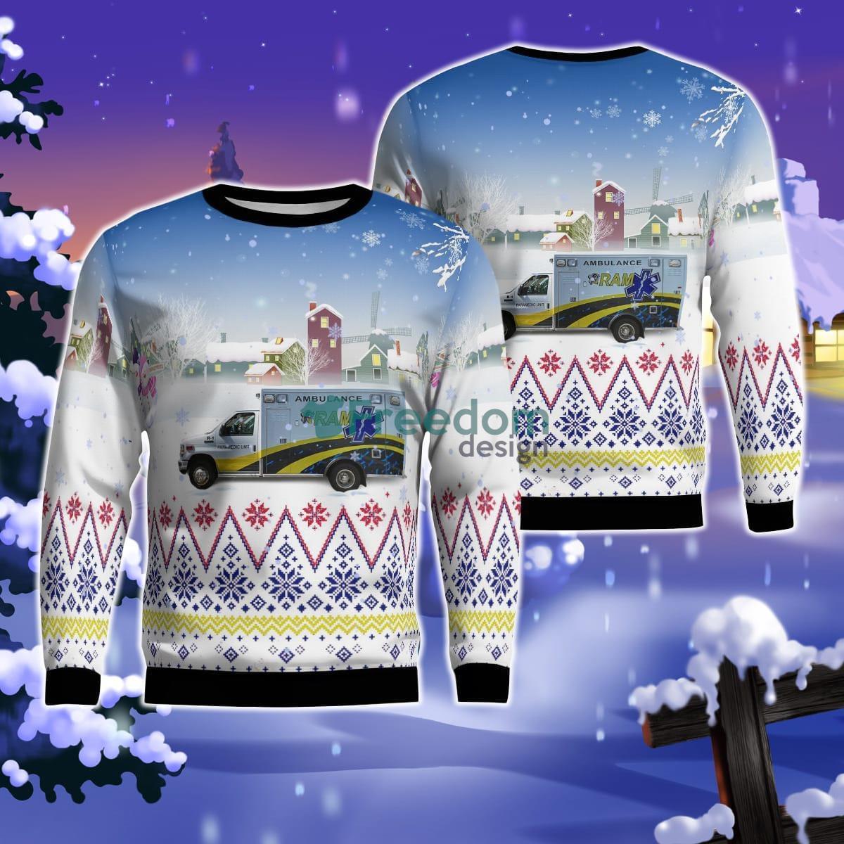 Ram Ambulance, West Springfield, Massachusetts Christmas AOP Ugly Sweater Product Photo 1