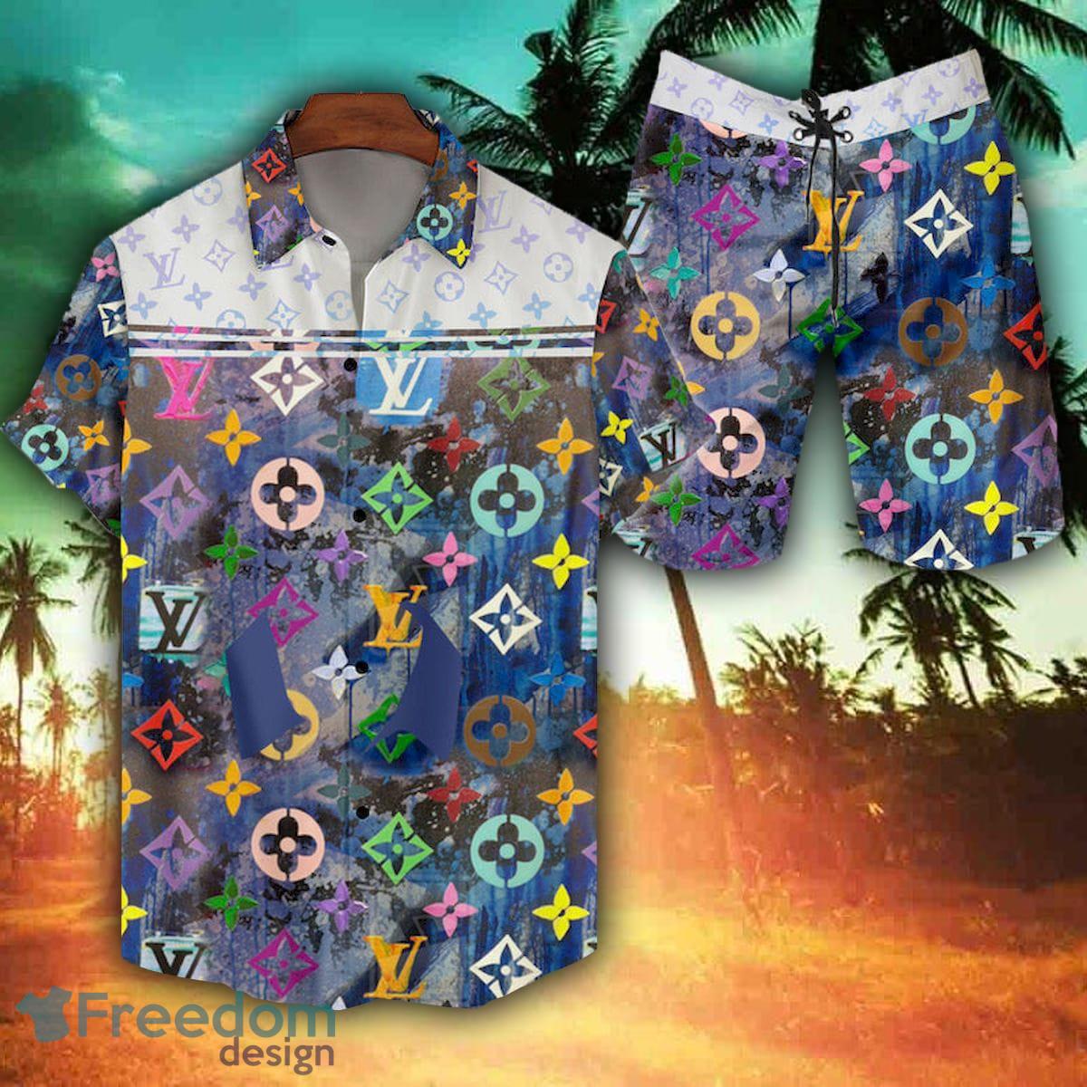 Iconic fabric pattern Louis Vuitton Logo Pattern Hawaiian Shirt And Short  Set - Freedomdesign