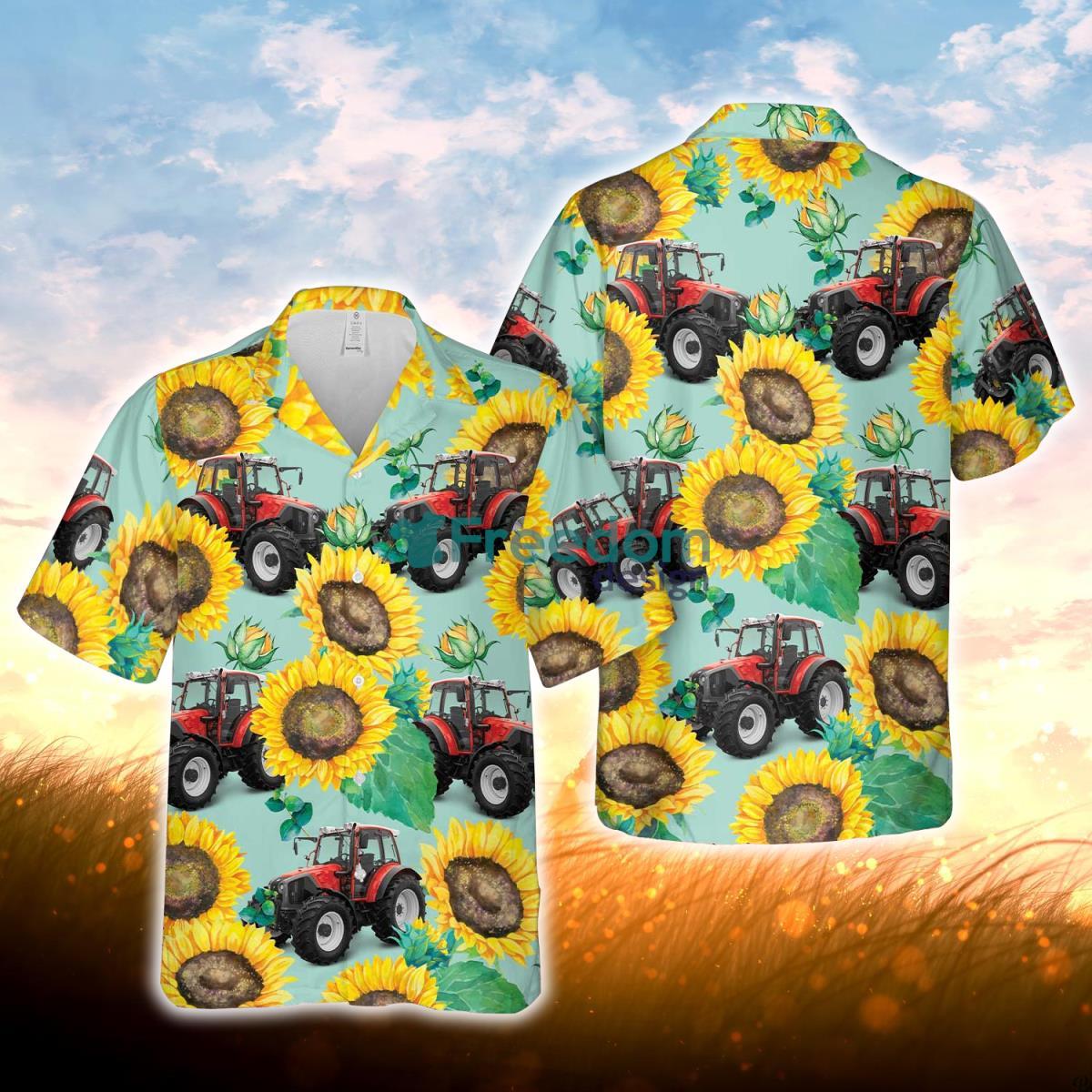 Red Tractor Sunflowers Floral Farm 3D Hawaiian Shirt For Men Women Product Photo 1