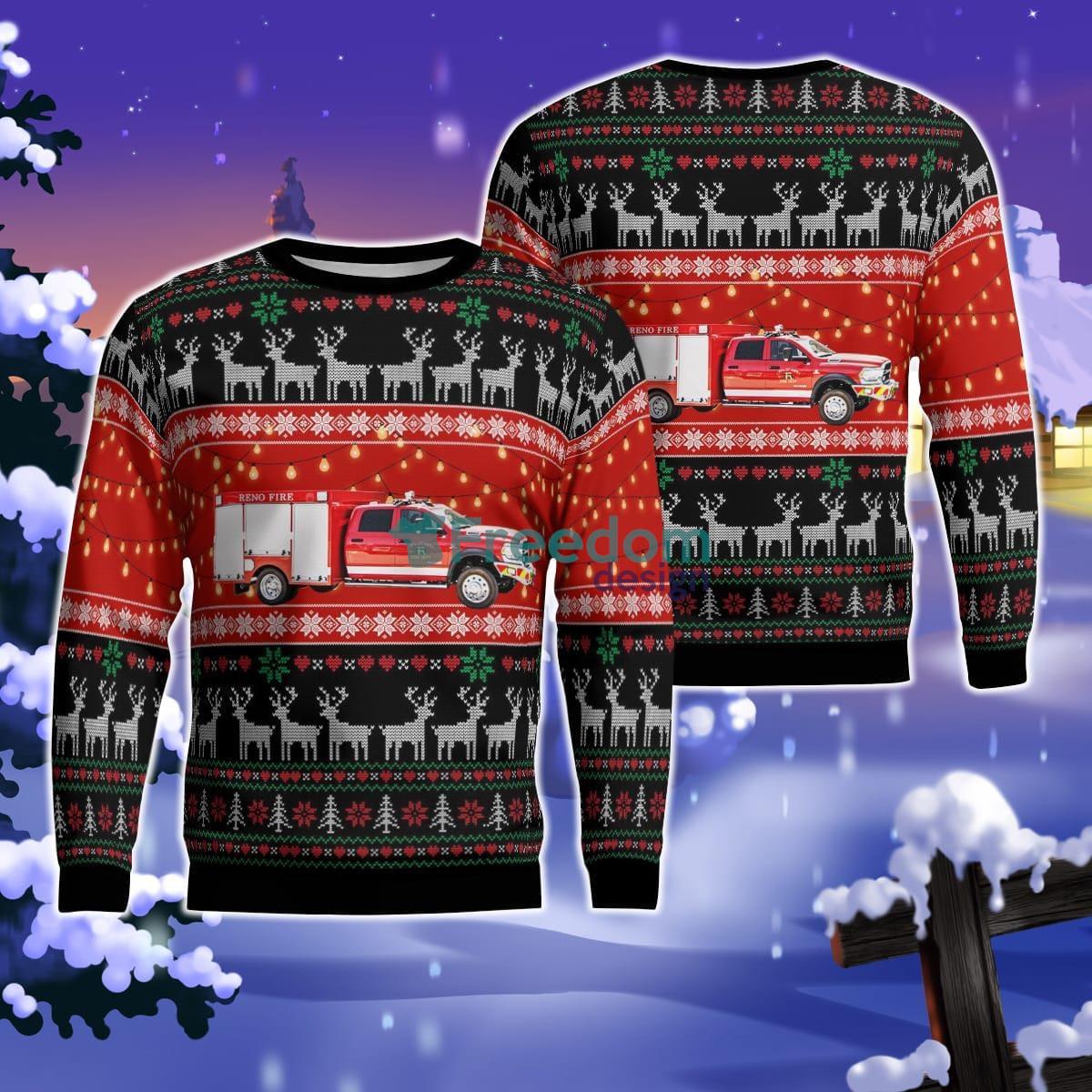 Reno, Nevada, Reno Fire Department Rescue Squad Christmas AOP Ugly Sweater Product Photo 1