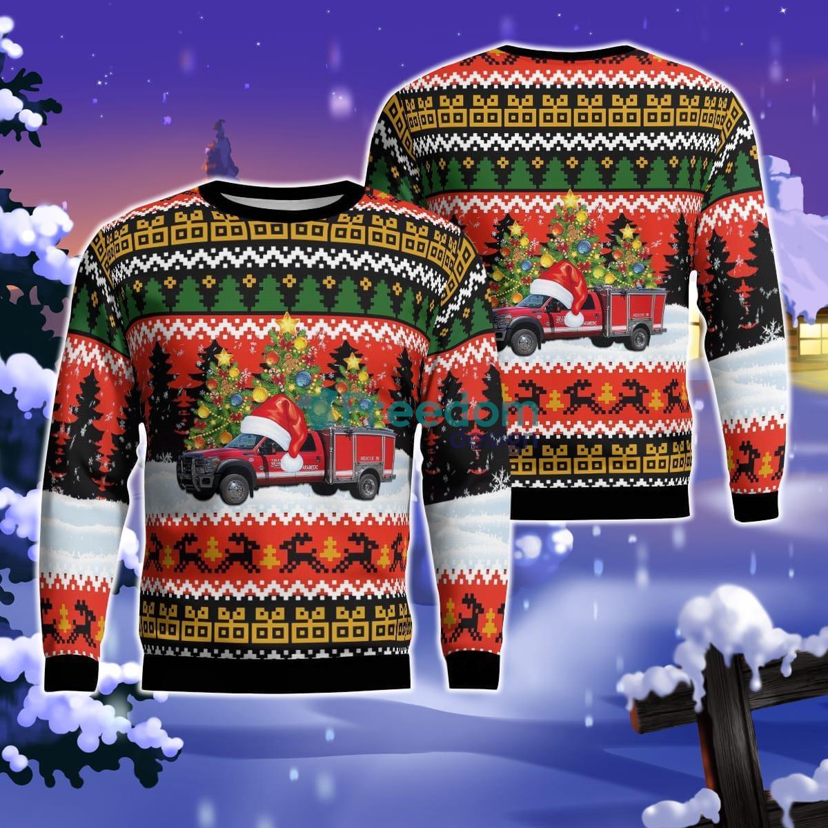 Reno, Nevada, Truckee Meadows Fire Protection District Rescue 30 Christmas AOP Ugly Sweater Product Photo 1