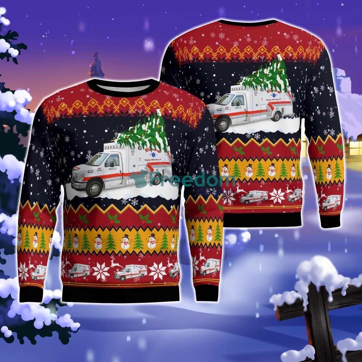 Robinaugh EMS, Bellefontaine, Ohio Christmas AOP Sweater Product Photo 1