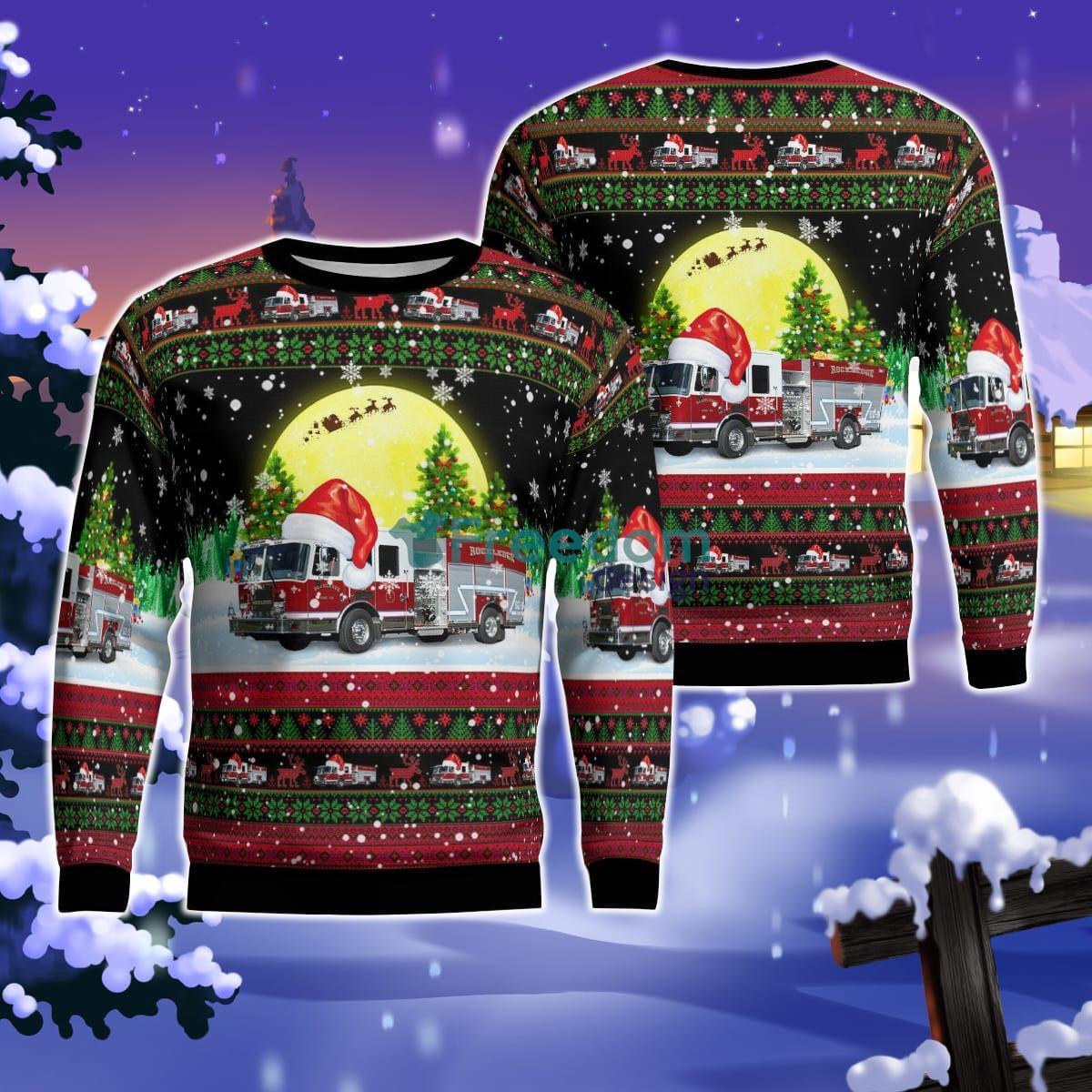 Rockledge Fire Company, Rockledge, Pennsylvania Christmas AOP Ugly Sweater Product Photo 1