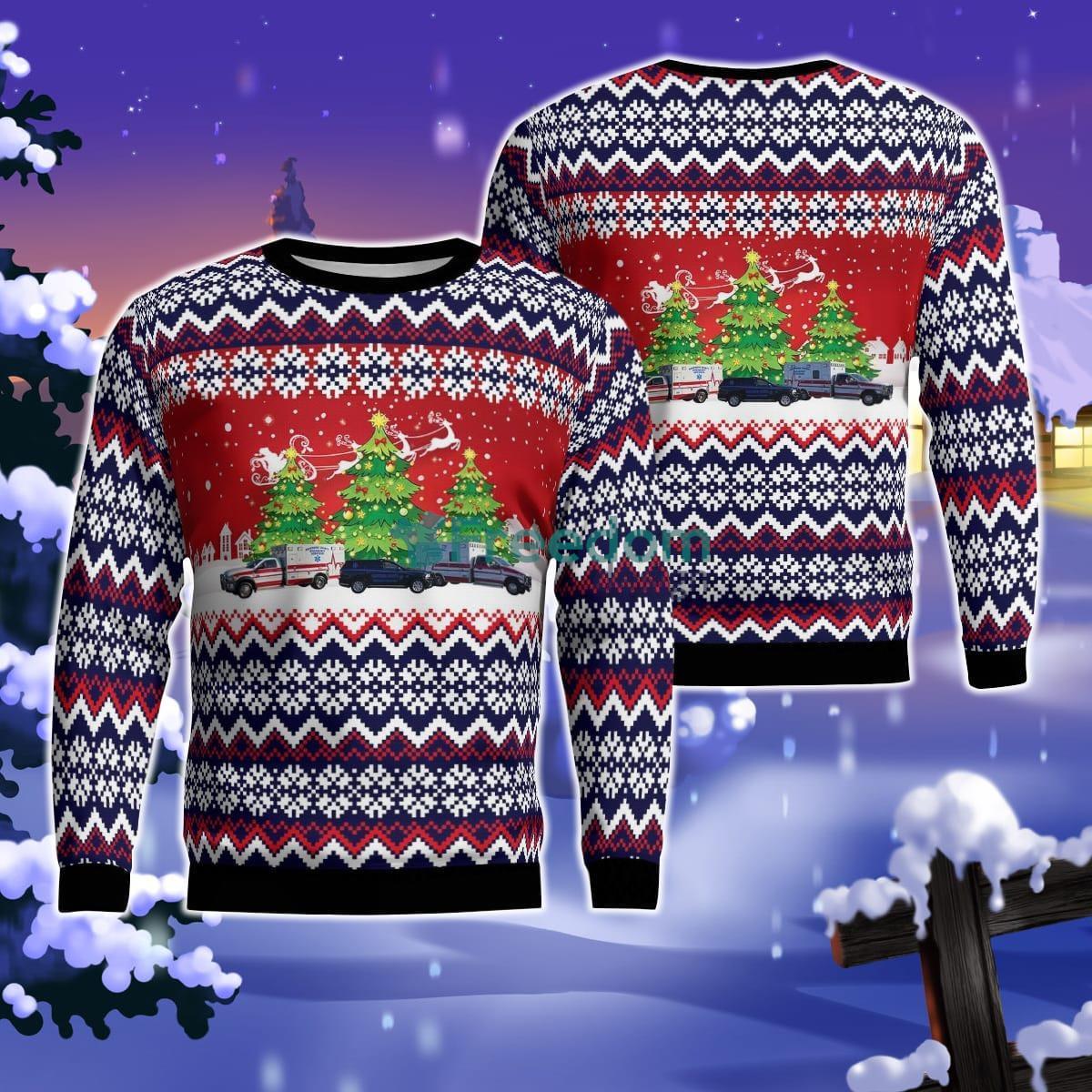 Romney, West Virginia, Hampshire County Emergency Services Agency Christmas AOP Ugly Sweater Product Photo 1