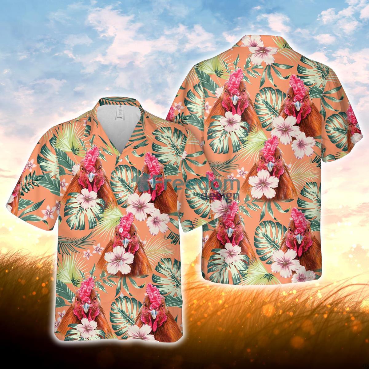 Rooster Summer Happiness Floral Farm 3D Hawaiian Shirt For Men Women Product Photo 1