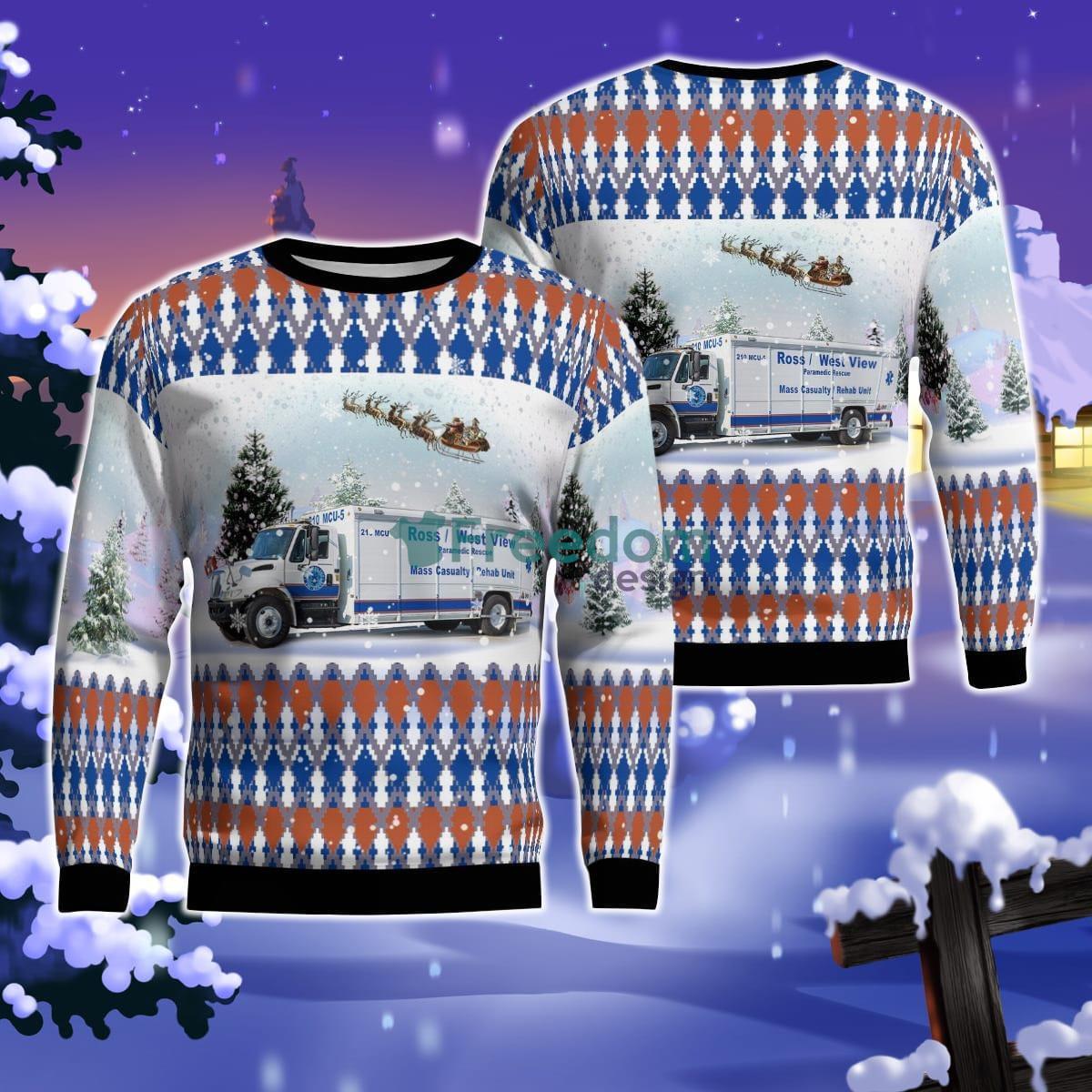 Ross West View EMSA Mass CasualtyRehab Unit (210 MCU-5) Christmas AOP Ugly Sweater Product Photo 1