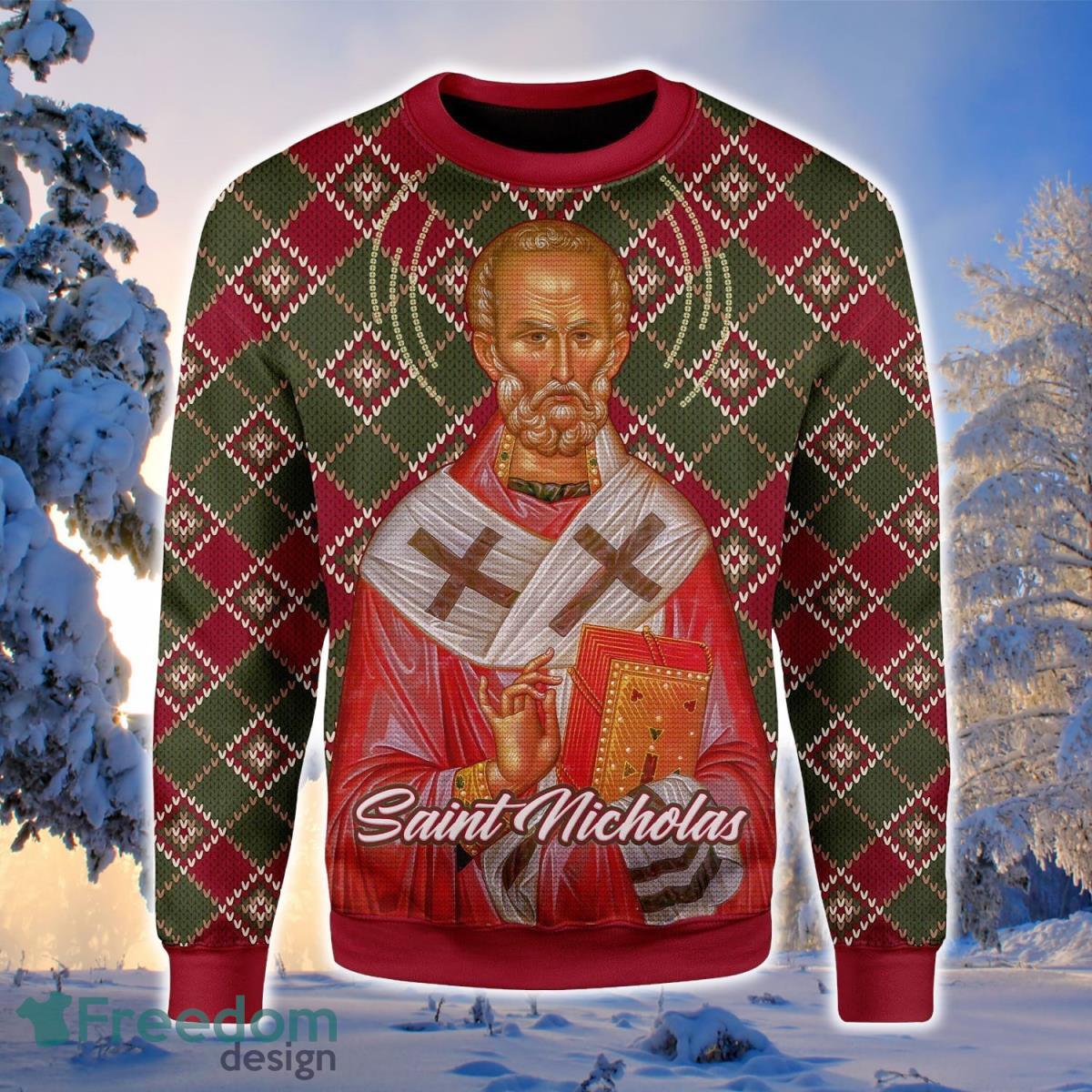 Saint Nicholas 3D Sweater Ugly Christmas Sweater For Men Women Product Photo 1