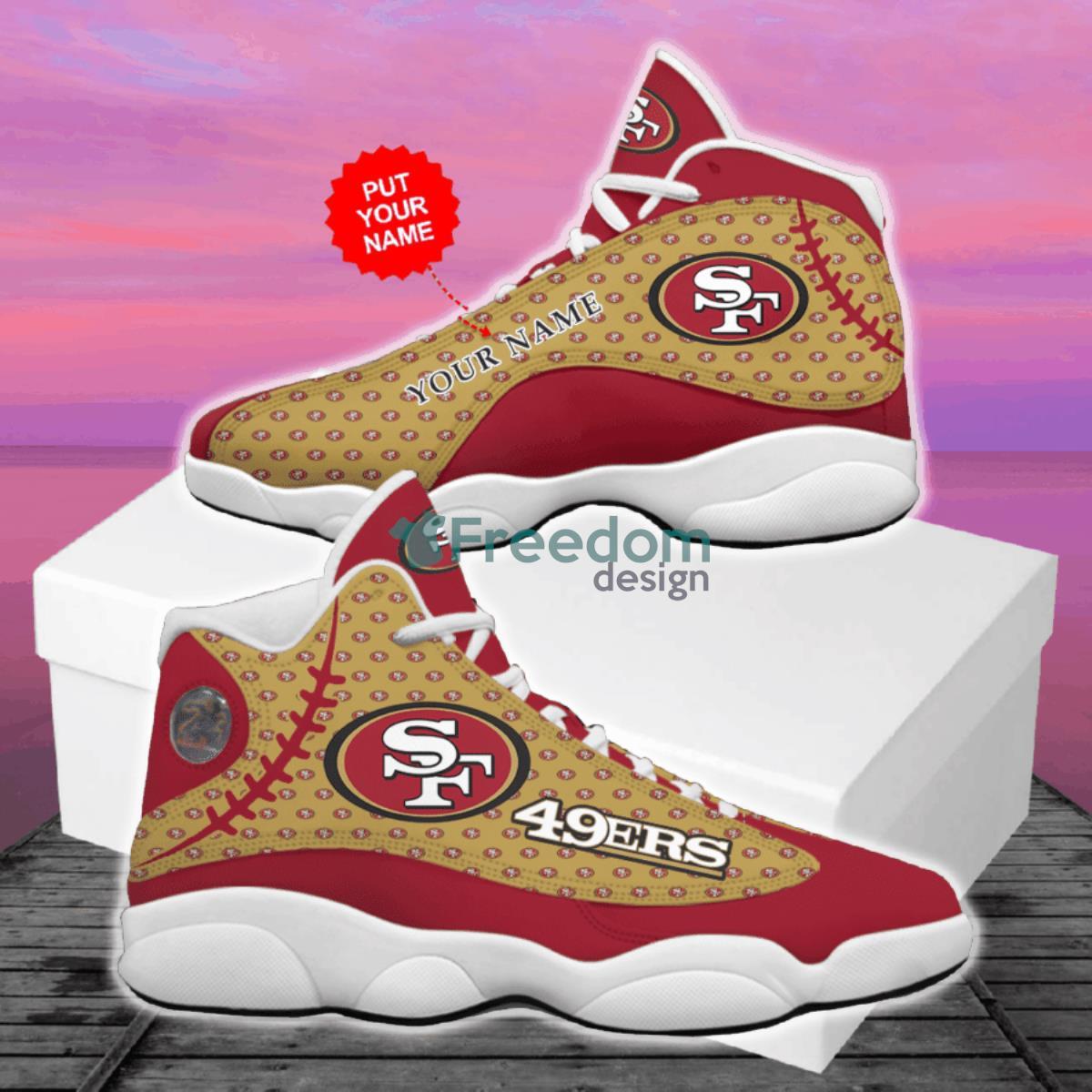 San Francisco 49ers Football Team Custom Name Air Jordan 13 Shoes Product Photo 2