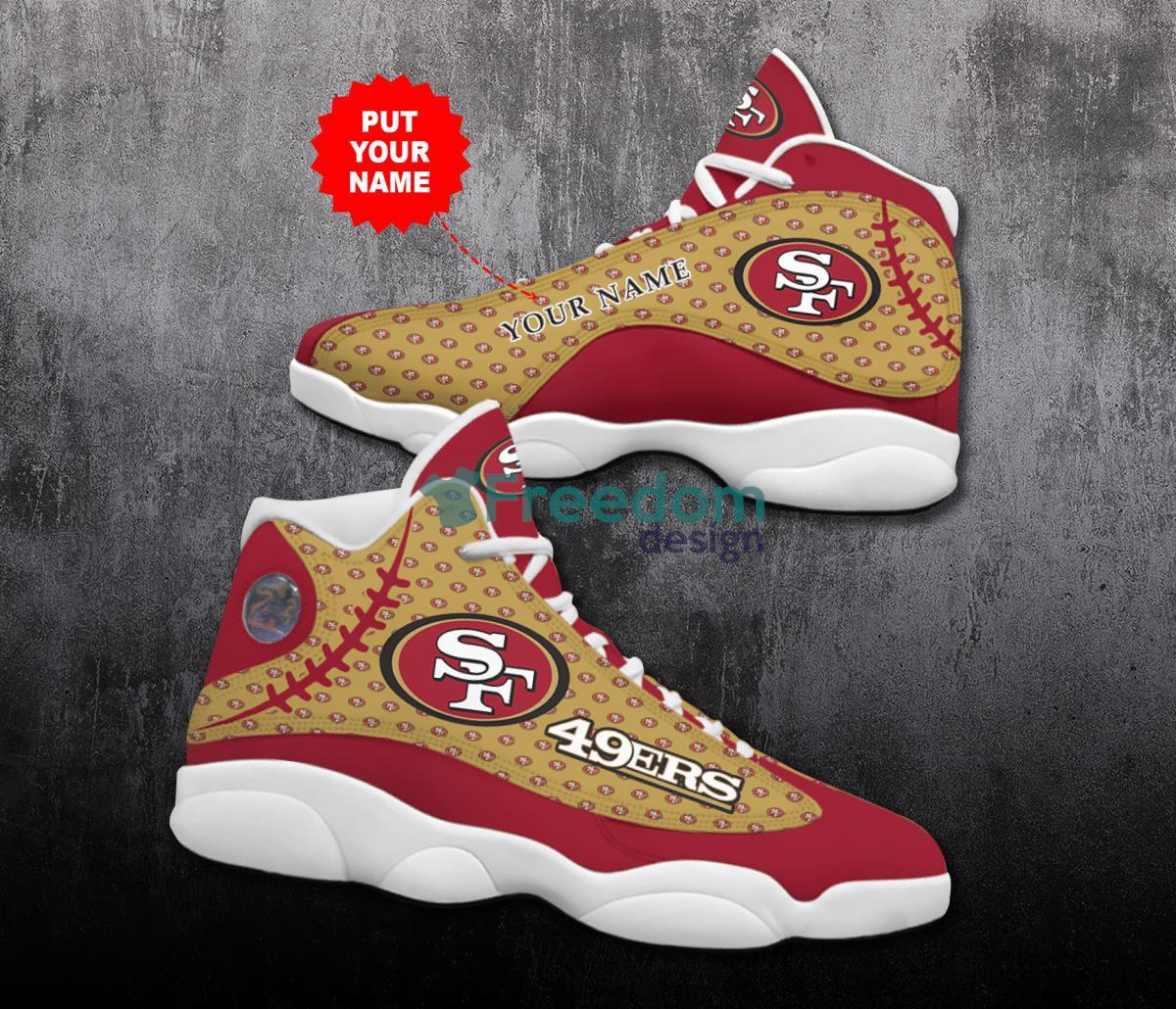 San Francisco 49ers Football Team Custom Name Air Jordan 13 Shoes Product Photo 1