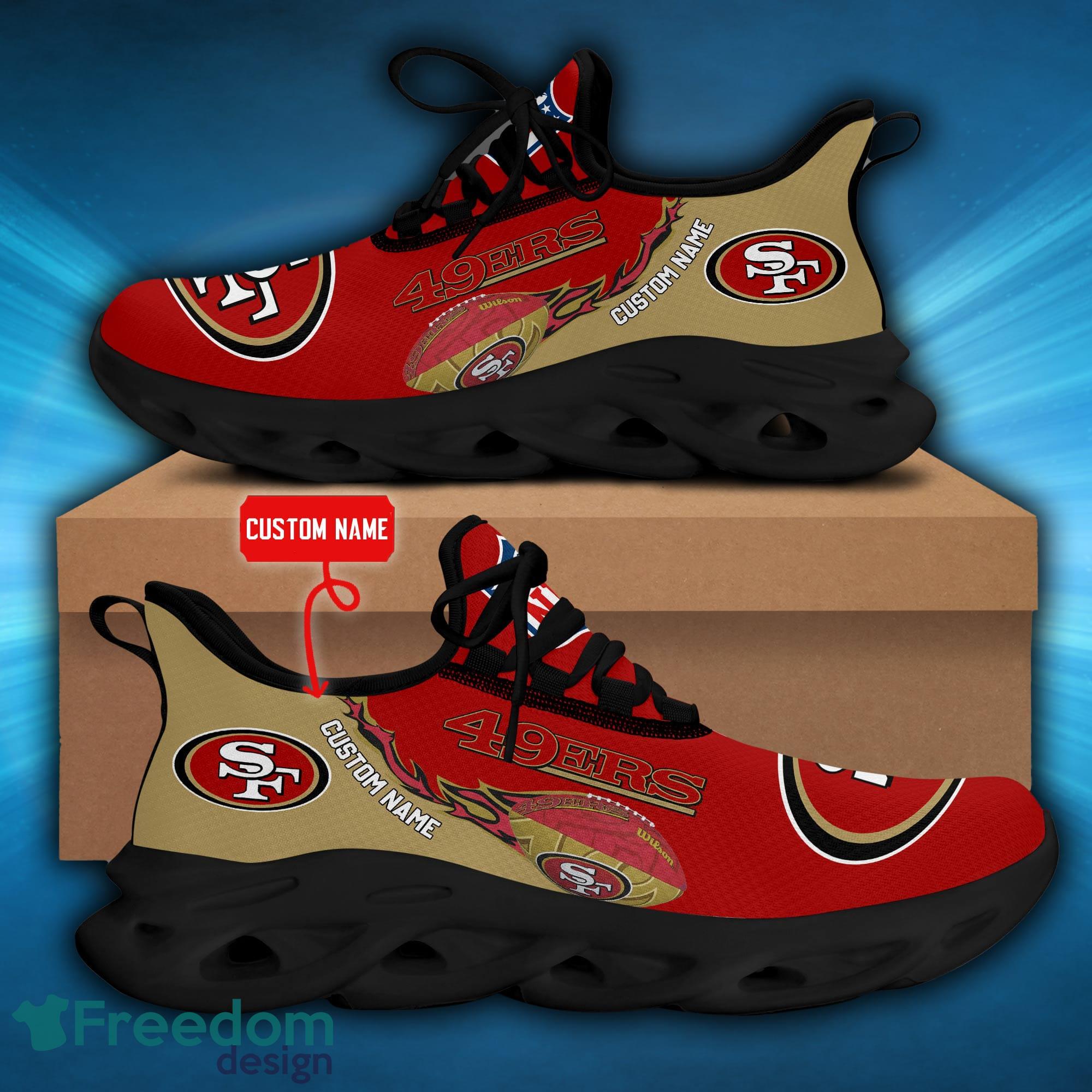 San Francisco 49ers NFL Light Abstract Pattern Custom Name Max Soul Shoes  For Men And Women - Freedomdesign