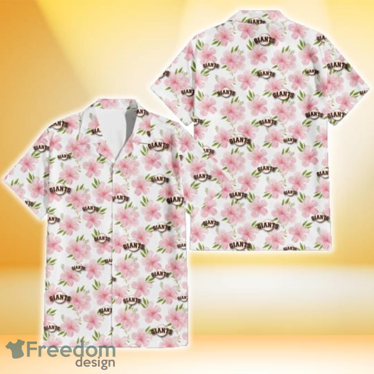 San Francisco Giants Logo And Red Pink White Hibiscus 3D Hawaiian Shirt For  Fans - Banantees