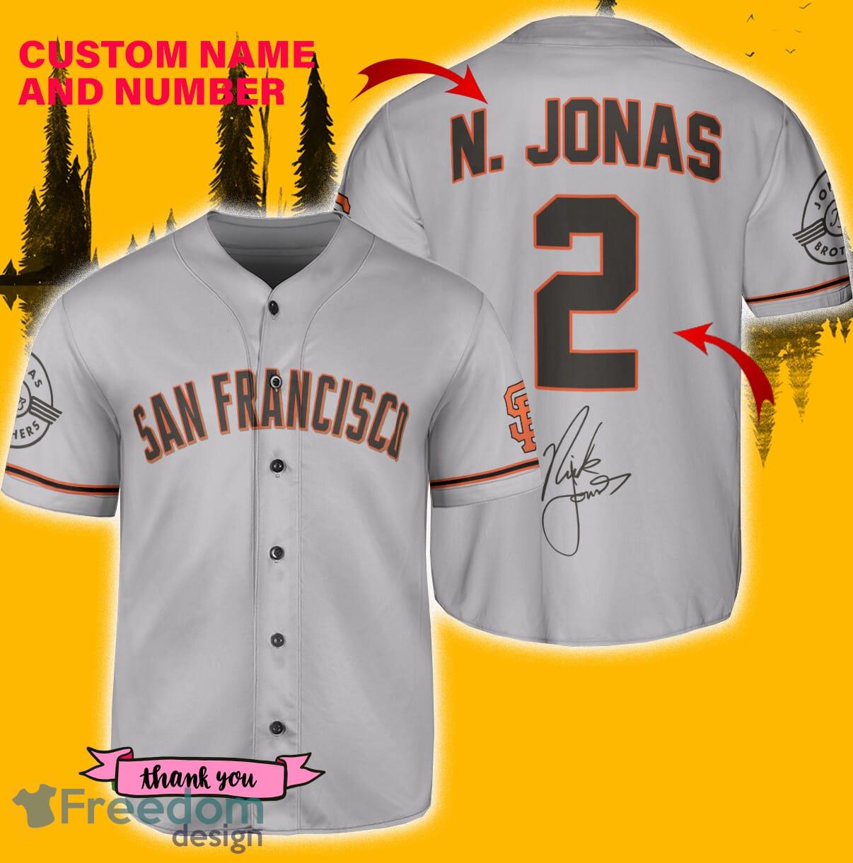 San Francisco Giants N. Jonas Baseball Jersey Shirt Gray Custom