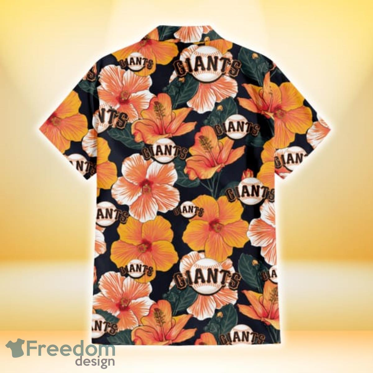 San Francisco Giants Pink Orange Black Background 3D Hawaiian Shirt Gift  For Fans - Freedomdesign