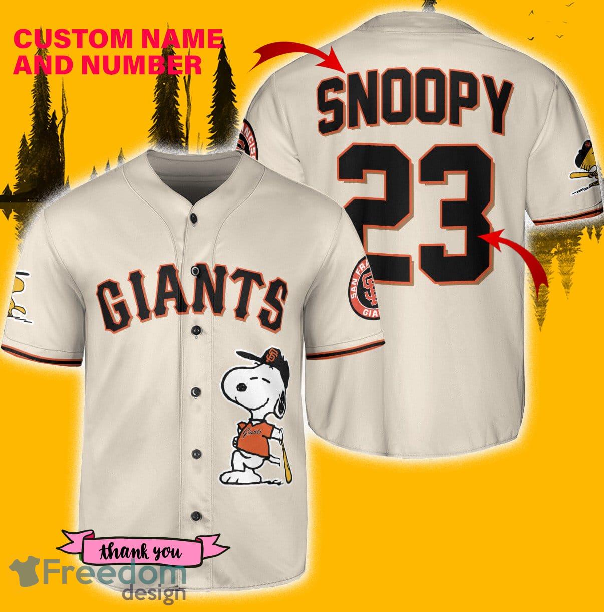 San Francisco Giants Peanuts Snoopy Baseball Jersey Shirt Cream