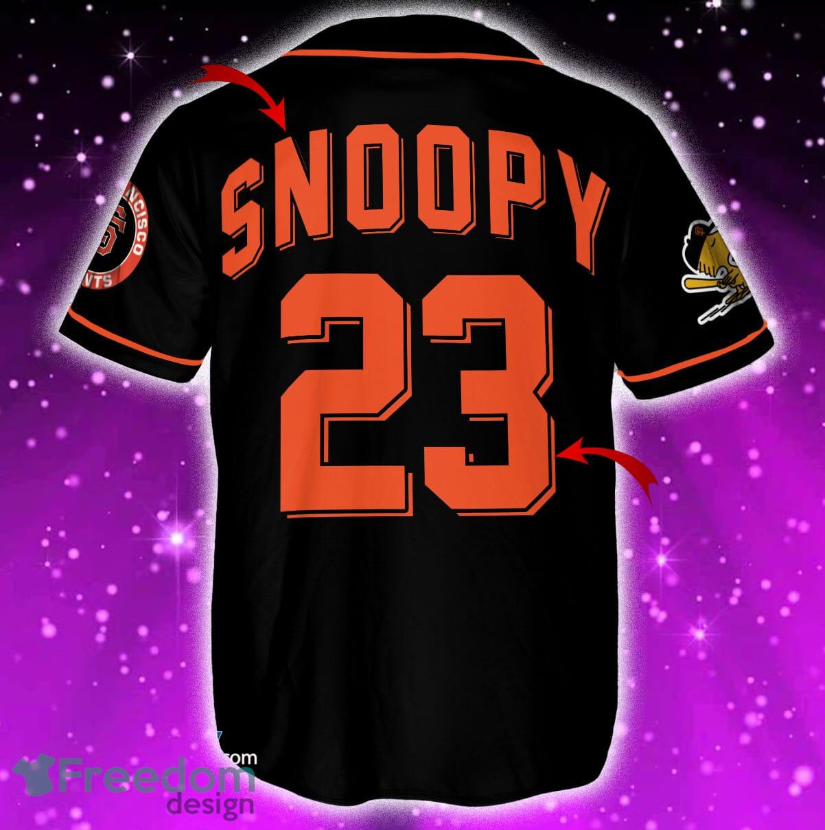 San Francisco Giants Peanuts Snoopy Jersey Baseball Shirt Black Custom  Number And Name - Freedomdesign
