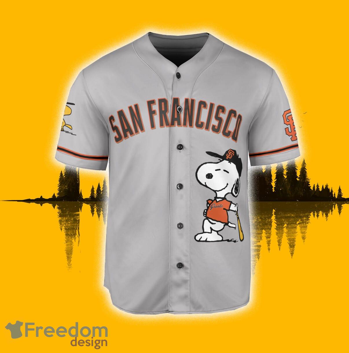 San Francisco Giants Peanuts Snoopy Jersey Baseball Shirt Gray Custom  Number And Name - Freedomdesign