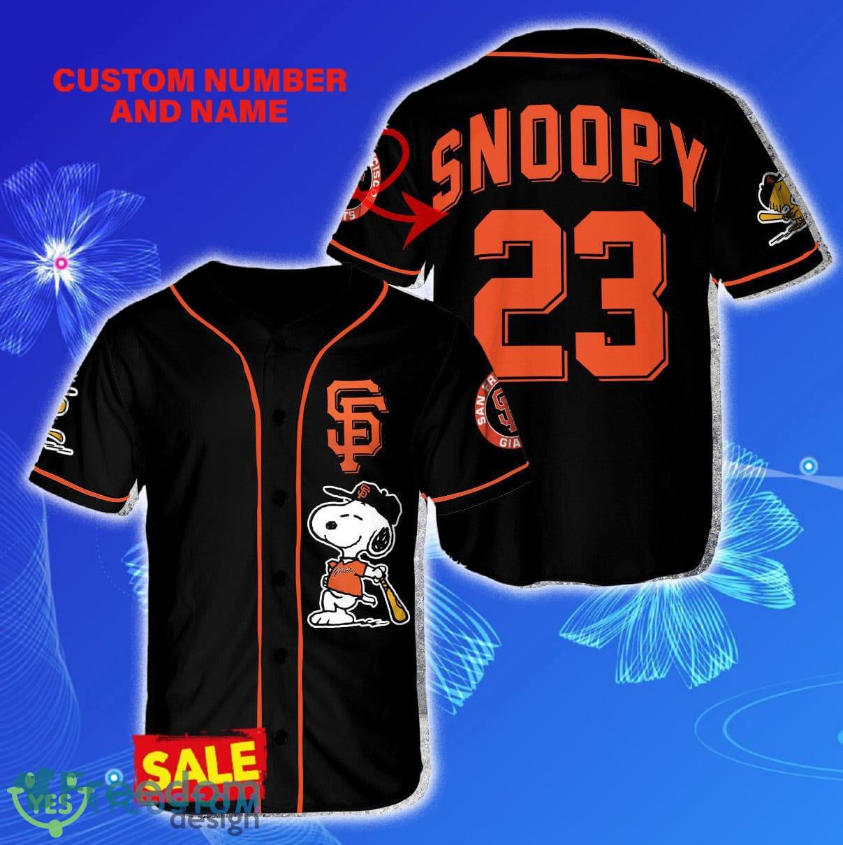 San Francisco Giants Peanuts Snoopy x San Francisco Giants Black Custom  Number And Name Jersey Baseball Shirt - Freedomdesign