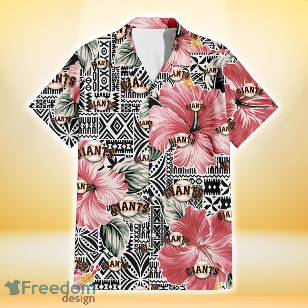 San Francisco Giants White Porcelain Flower Pink Hibiscus All Over Printed  3D Hawaiian Shirt - Freedomdesign