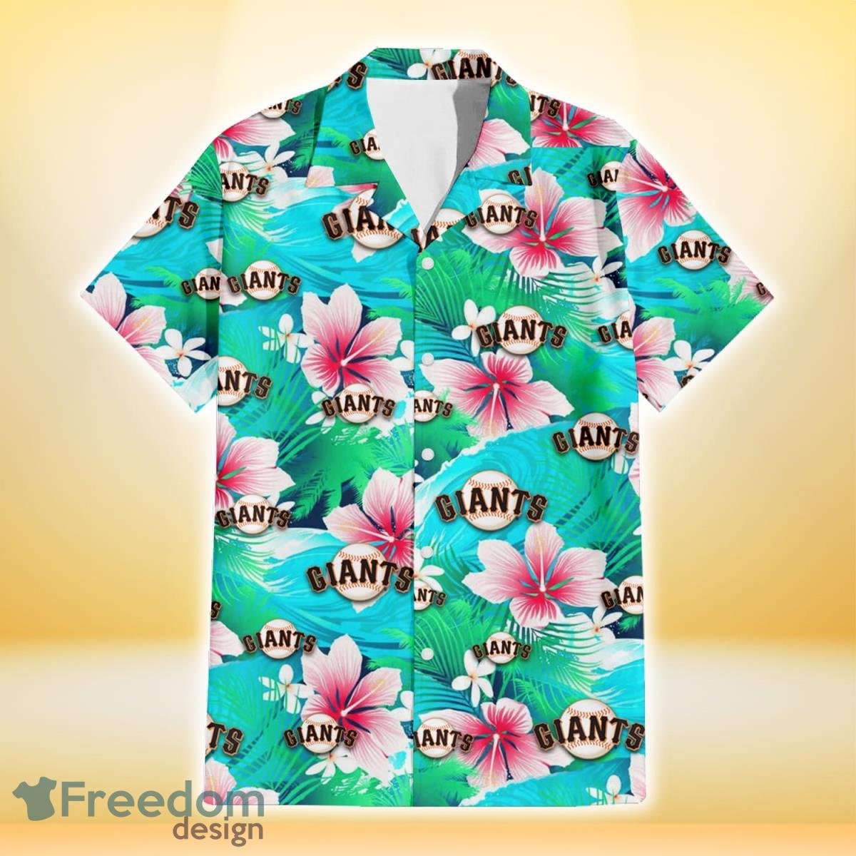 Chicago Cubs Pink Hibiscus Green Leaf Beige Background 3D Hawaiian Shirt  Gift For Fans - Freedomdesign