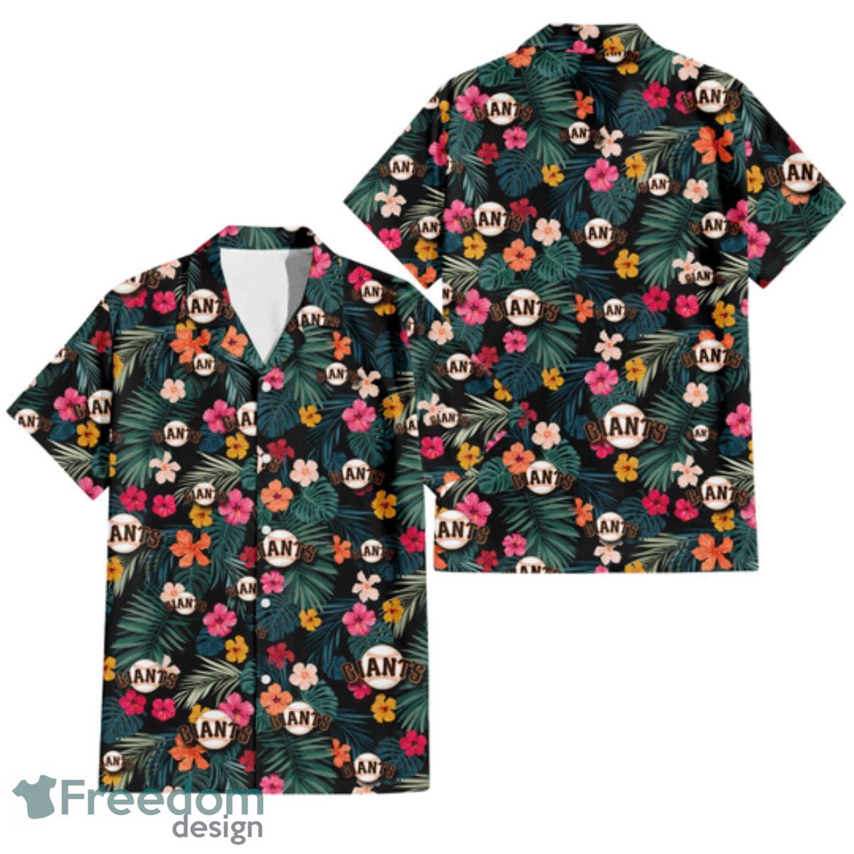 San Francisco Giants Big Logo And Orange Hibiscus Hawaiian Shirt