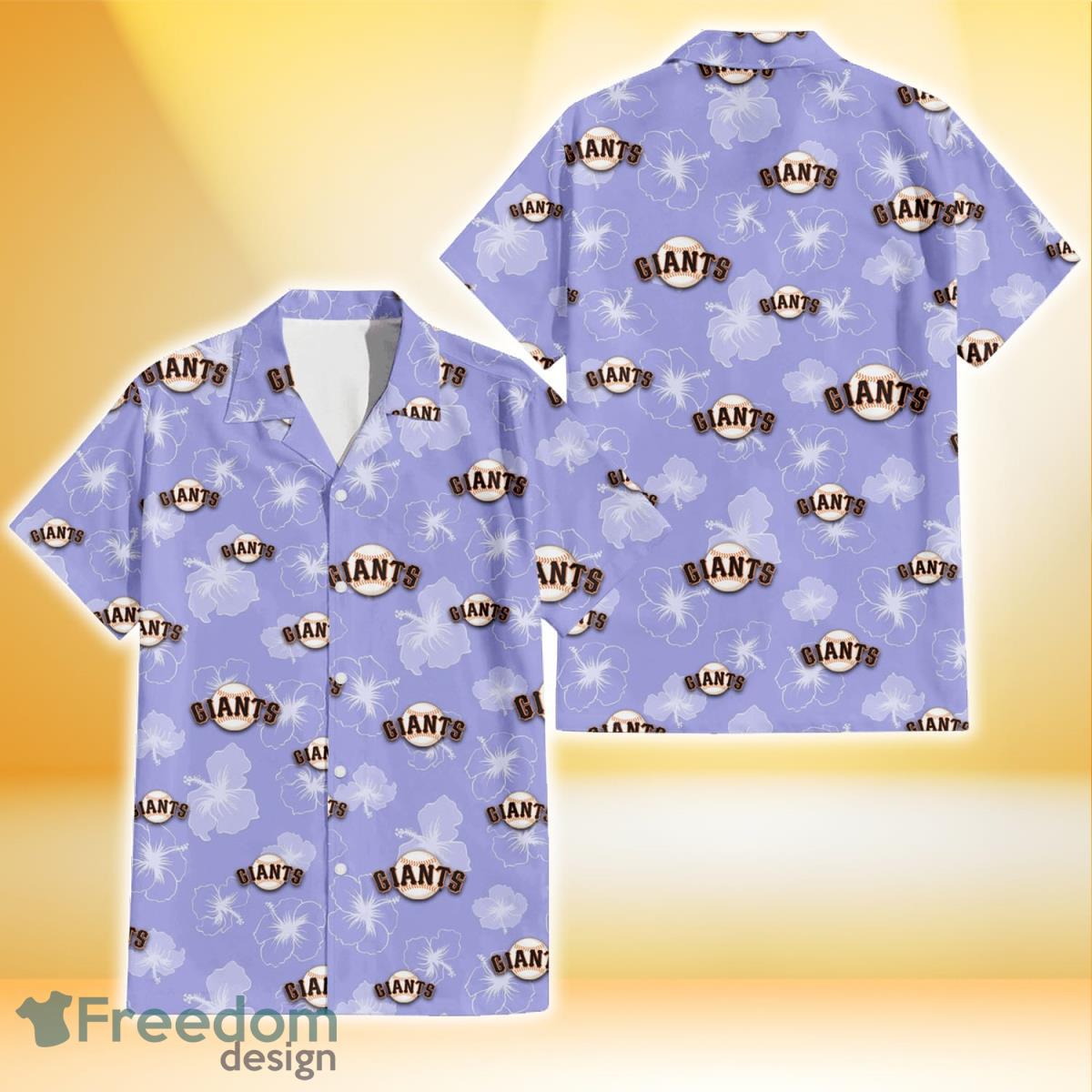 San Francisco Giants Sketch White Hibiscus Violet Background 3D Hawaiian Shirt Gift For Fans Product Photo 1