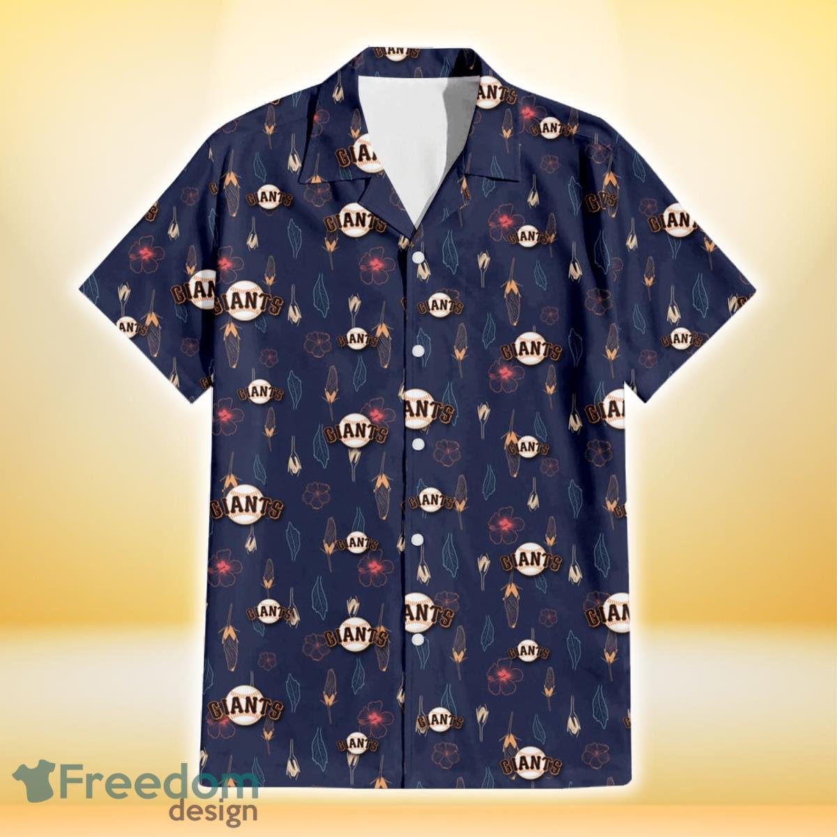 San Francisco Giants Small Hibiscus Buds Navy Background 3D Hawaiian Shirt Gift For Fans Product Photo 2