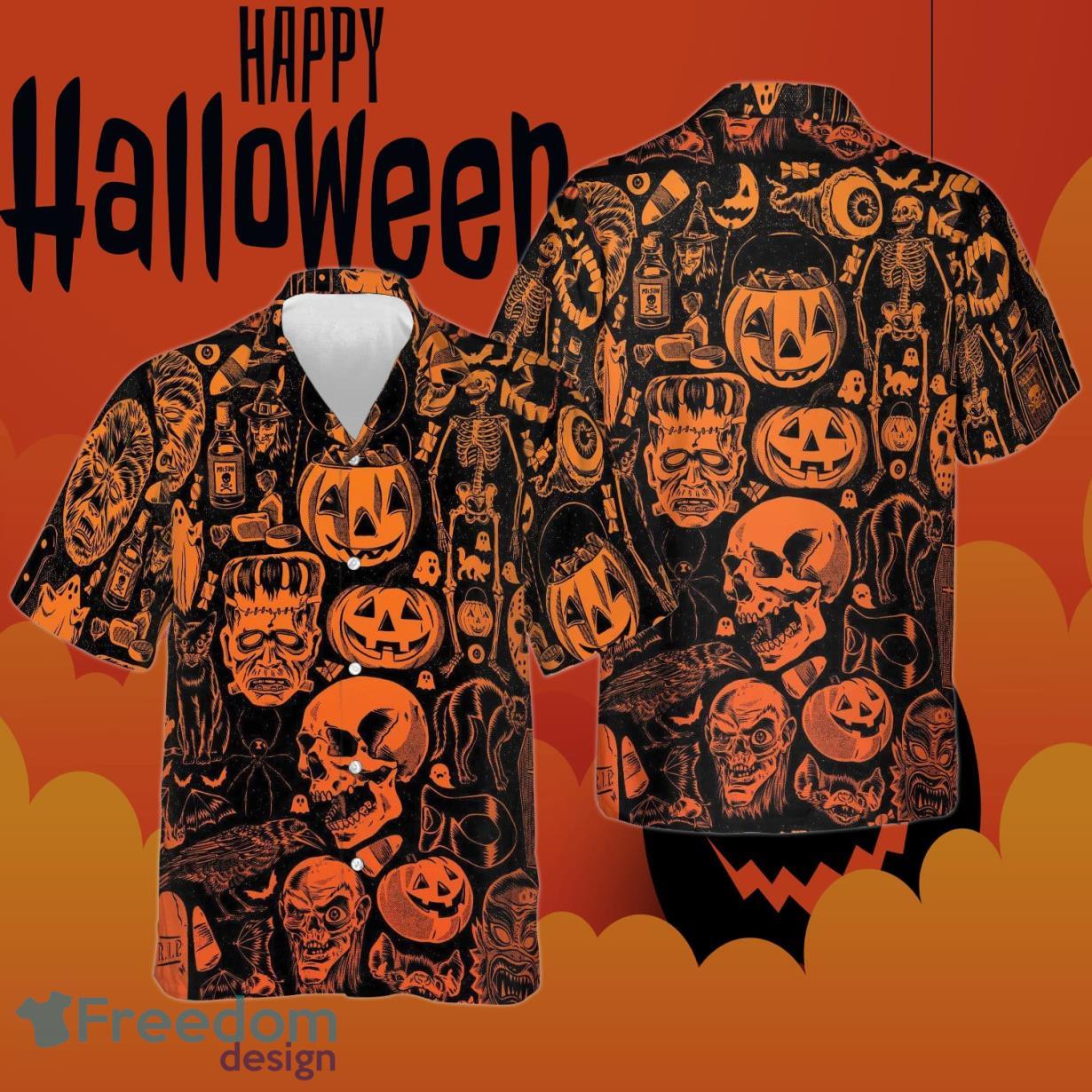 Scary Halloween Monsters Hawaiian Shirt Halloween Gift Ideas For Friends Product Photo 1