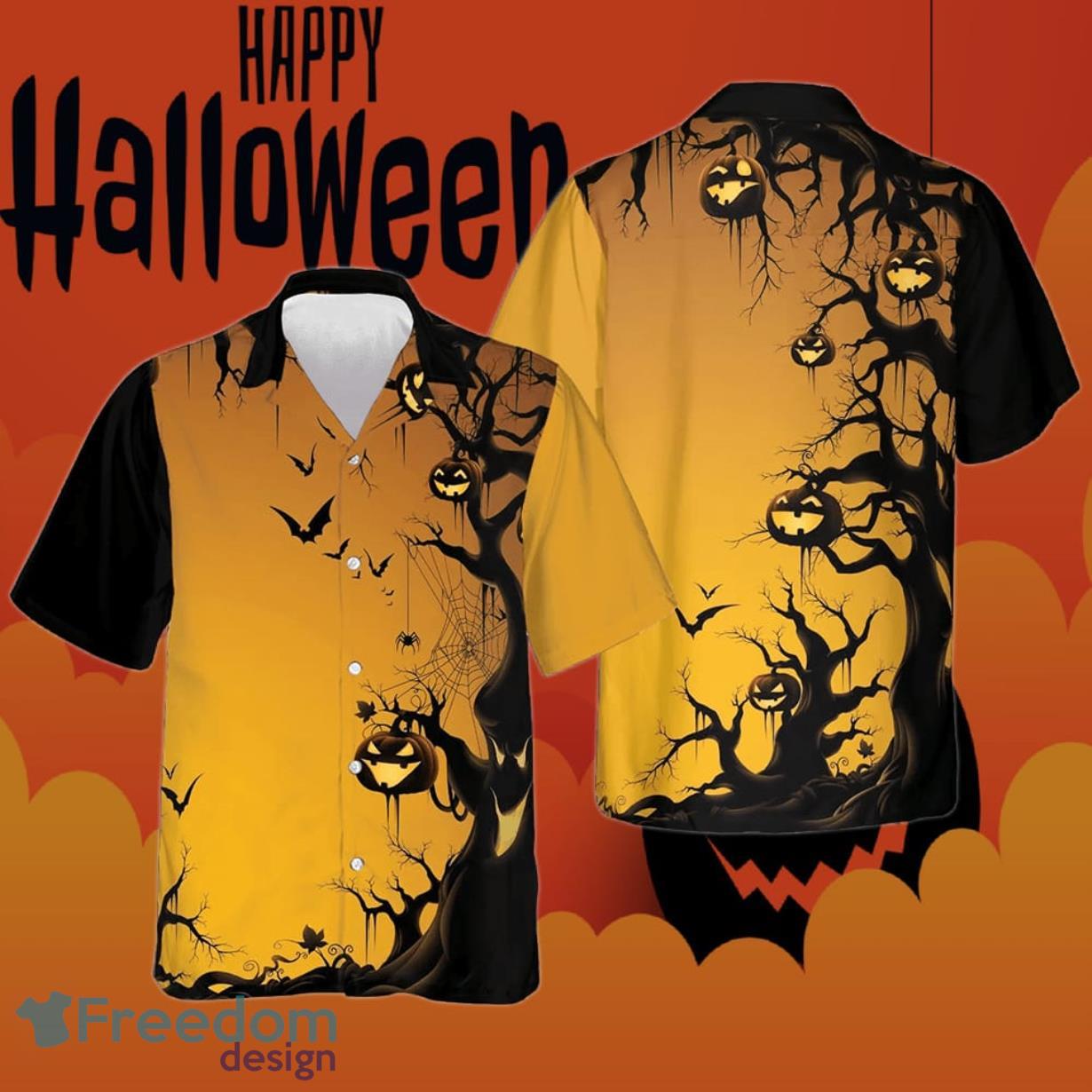 Scary Halloween Tree Hawaiian Shirt Horror Button Up Shirts Gifts For Halloween Men Product Photo 1